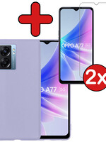 BTH BTH OPPO A77 Hoesje Siliconen Met 2x Screenprotector - Lila