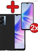 BTH BTH OPPO A77 Hoesje Siliconen Met 2x Screenprotector - Zwart