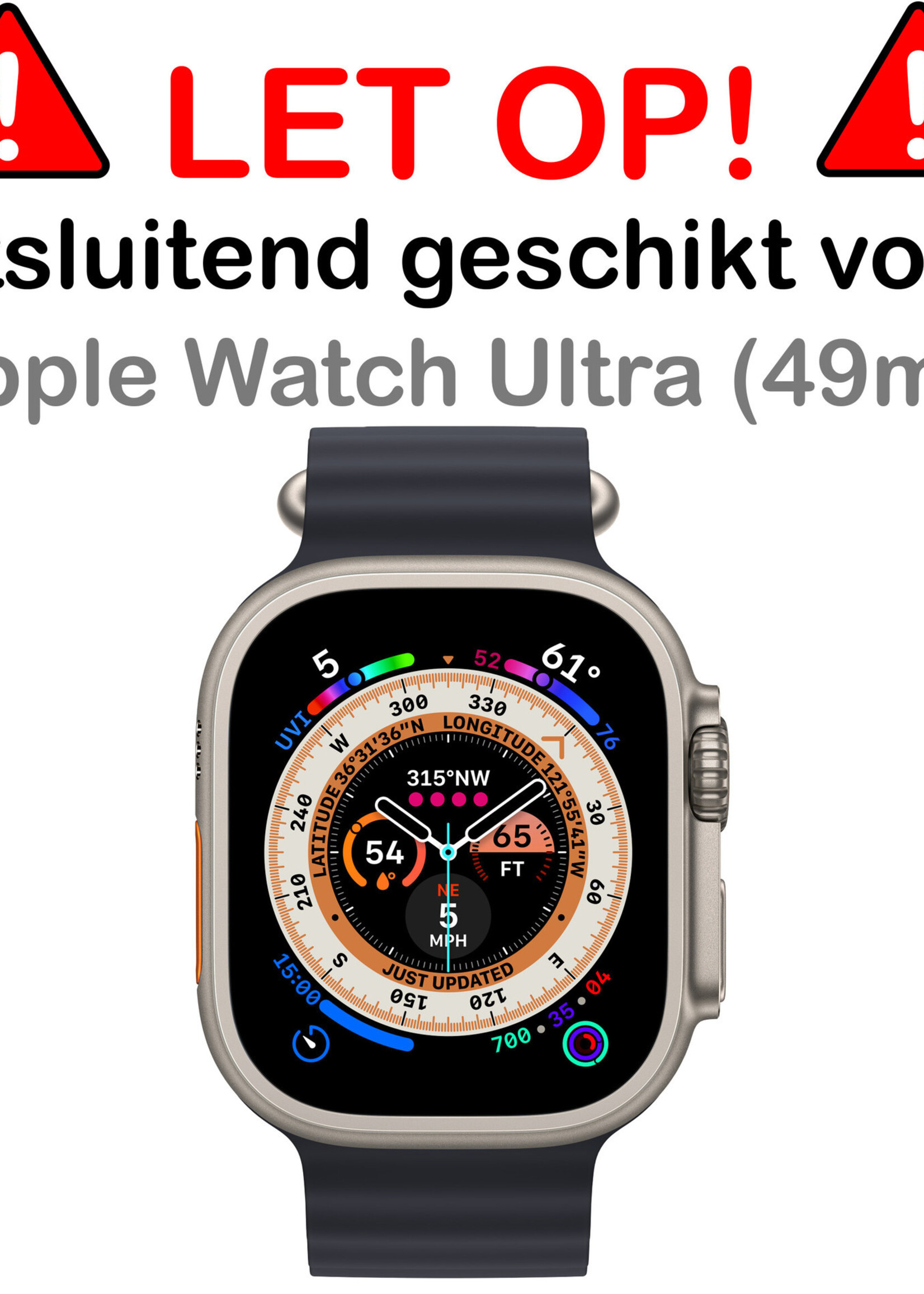 BTH Screenprotector Geschikt voor Apple Watch Ultra Screenprotector Glas Gehard Screen Cover - Screen Protector Geschikt voor Apple Watch Ultra (49 mm) Screenprotector Tempered Glass - 2 PACK