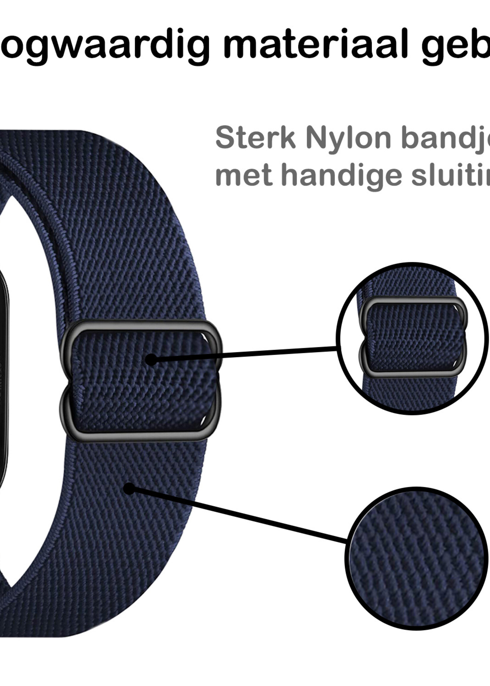 BTH Bandje Geschikt Voor Apple Watch Bandje 42/44/45 mm Nylon Polsband Met Gesp - Horloge Bandje Geschikt Voor Apple Watch 1-8 / SE - 42/44/45 mm - Donkerblauw