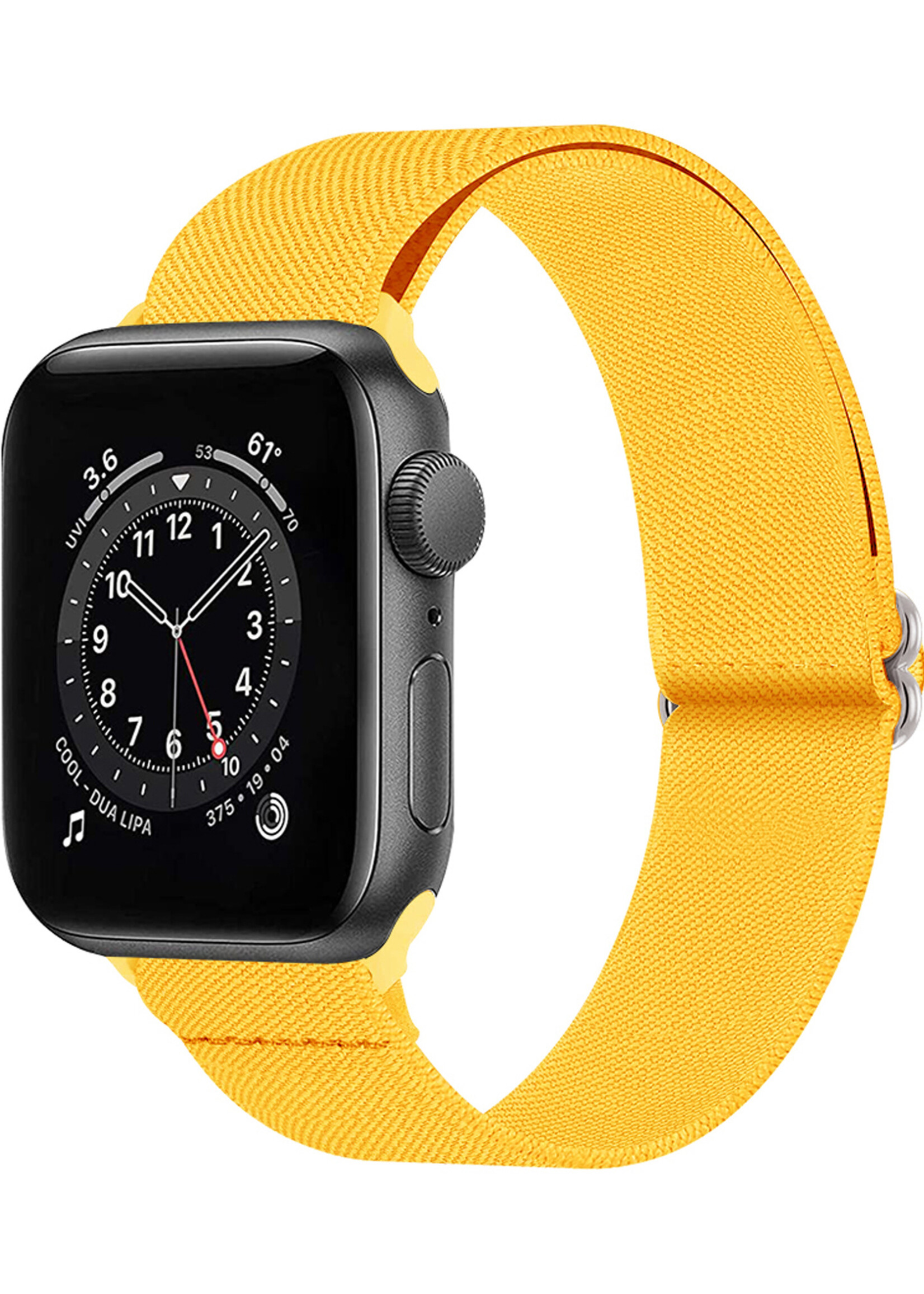 BTH Bandje Geschikt Voor Apple Watch Bandje 42/44/45 mm Nylon Polsband Met Gesp - Horloge Bandje Geschikt Voor Apple Watch 1-8 / SE - 42/44/45 mm - Geel