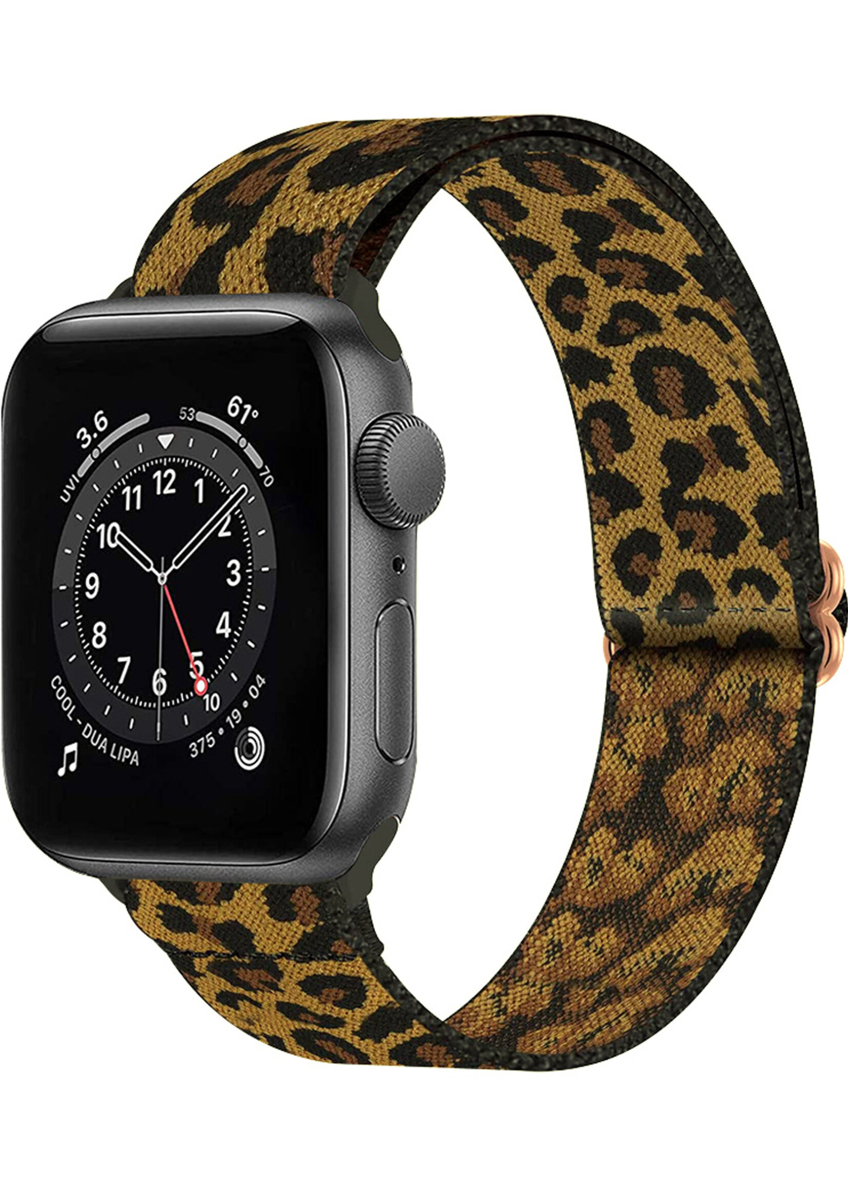 BTH Bandje Geschikt Voor Apple Watch Bandje 42/44/45 mm Nylon Polsband Met Gesp - Horloge Bandje Geschikt Voor Apple Watch 1-8 / SE - 42/44/45 mm - Panter Bruin