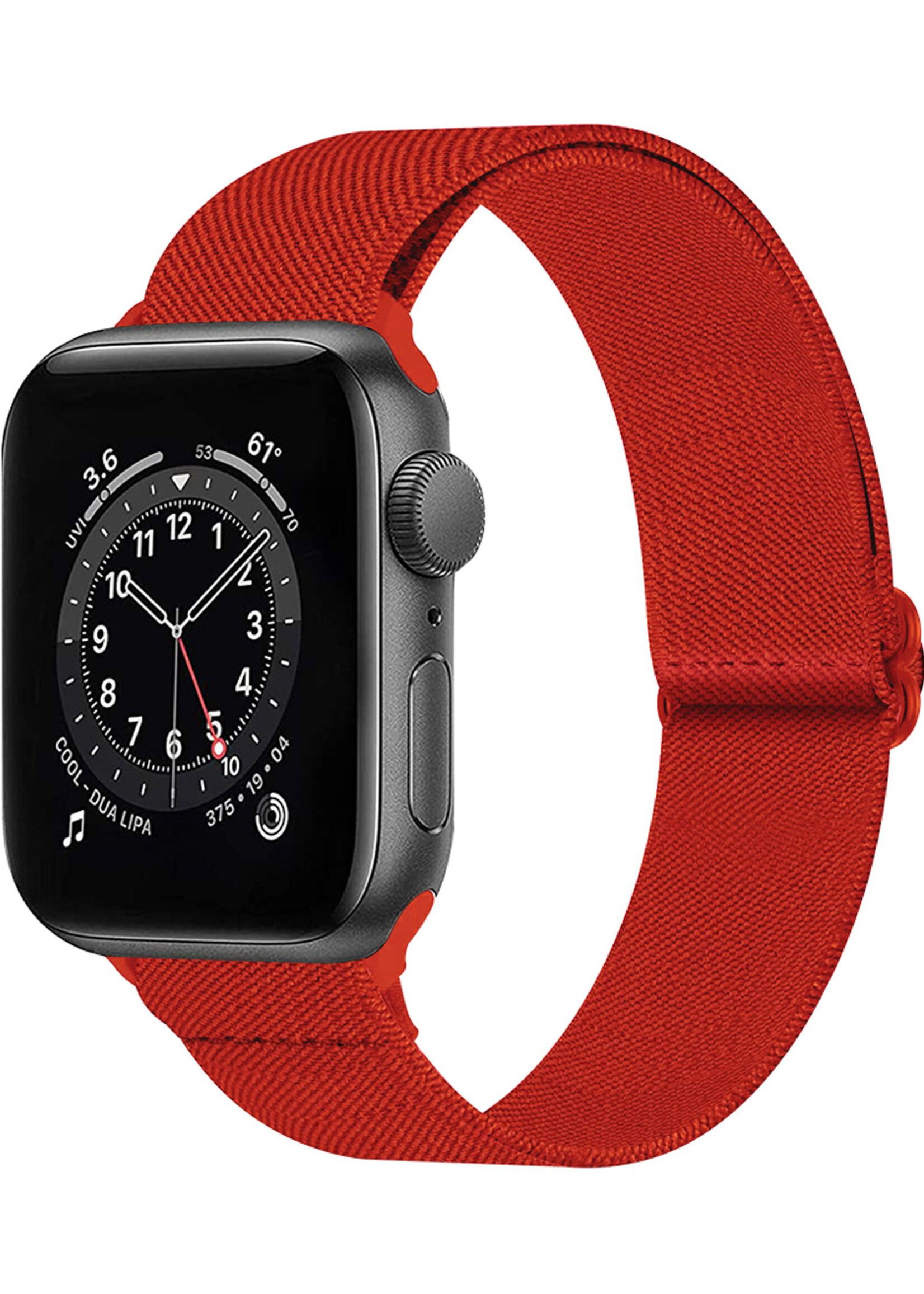 BTH Bandje Geschikt Voor Apple Watch Bandje 42/44/45 mm Nylon Polsband Met Gesp - Horloge Bandje Geschikt Voor Apple Watch 1-8 / SE - 42/44/45 mm - Rood