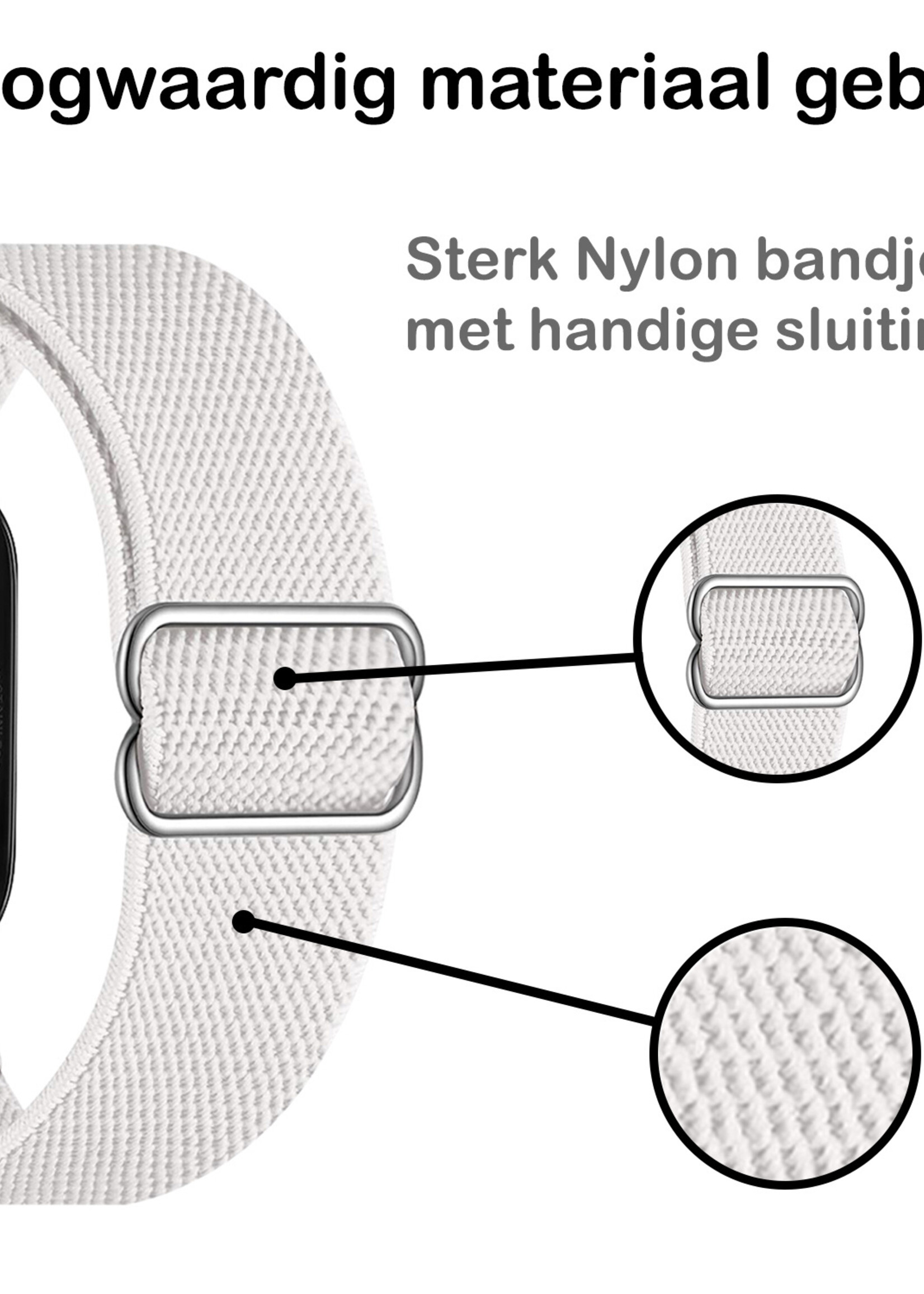 BTH Bandje Geschikt Voor Apple Watch Bandje 42/44/45 mm Nylon Polsband Met Gesp - Horloge Bandje Geschikt Voor Apple Watch 1-8 / SE - 42/44/45 mm - Wit