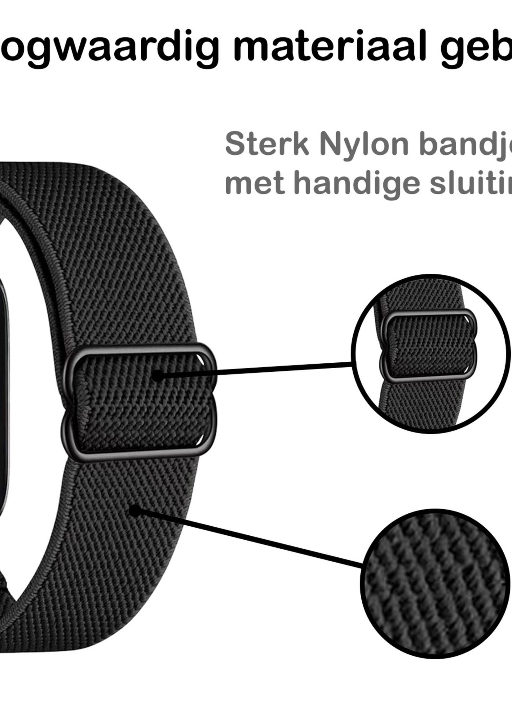 BTH Bandje Geschikt Voor Apple Watch Bandje 42/44/45 mm Nylon Polsband Met Gesp - Horloge Bandje Geschikt Voor Apple Watch 1-8 / SE - 42/44/45 mm - Zwart