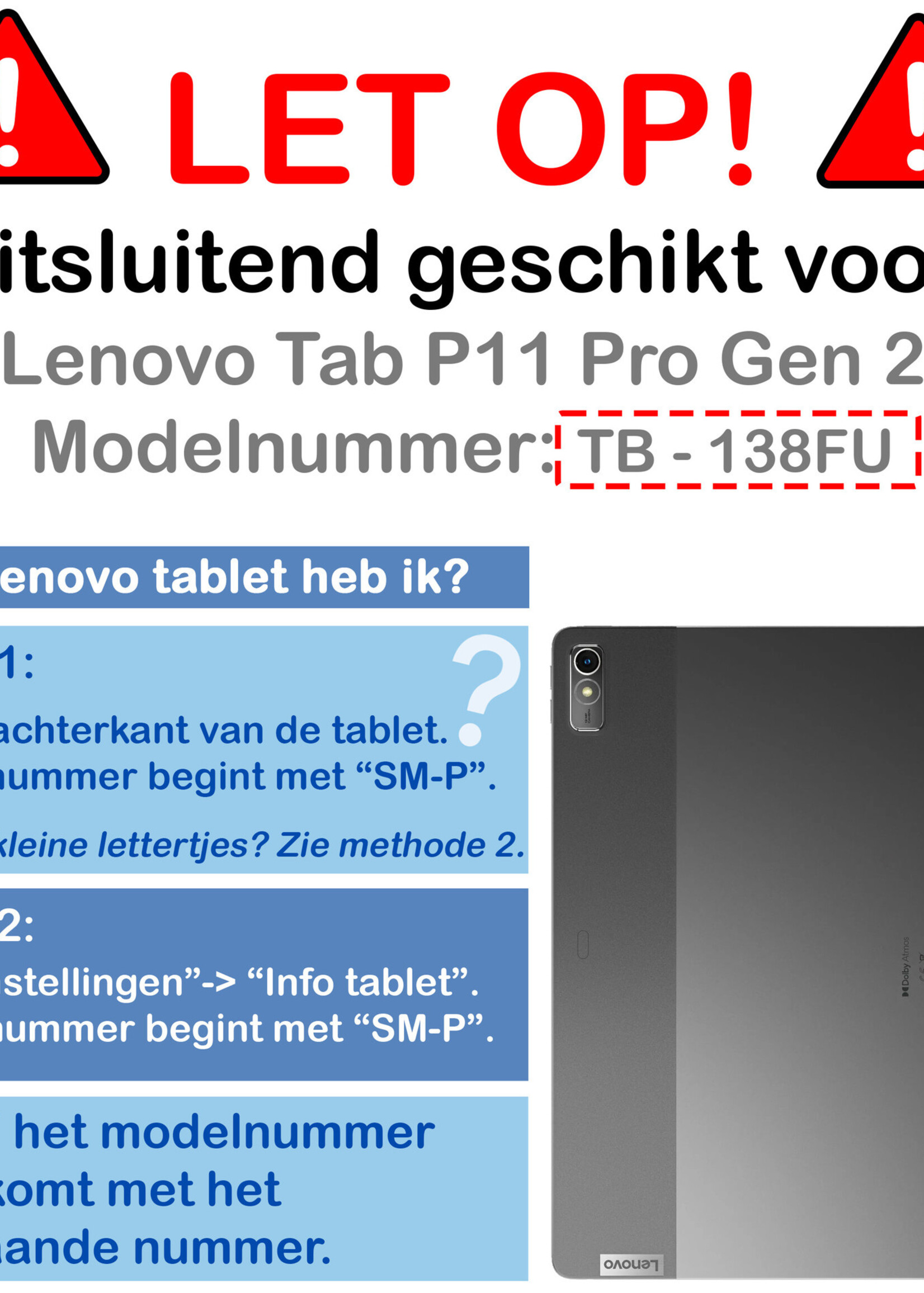 BTH Lenovo Tab P11 Pro Hoesje (2e gen) Book Case Hoesje Met Lenovo Pen Uitsparing - Lenovo Tab P11 Pro Hoes Cover - 11,2 inch - Donkerblauw