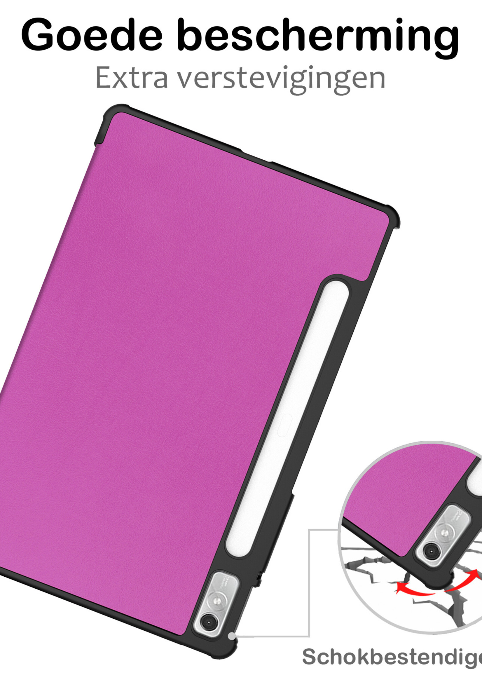 BTH Lenovo Tab P11 Pro Hoesje (2e gen) Book Case Hoesje Met Lenovo Pen Uitsparing - Lenovo Tab P11 Pro Hoes Cover - 11,2 inch - Paars