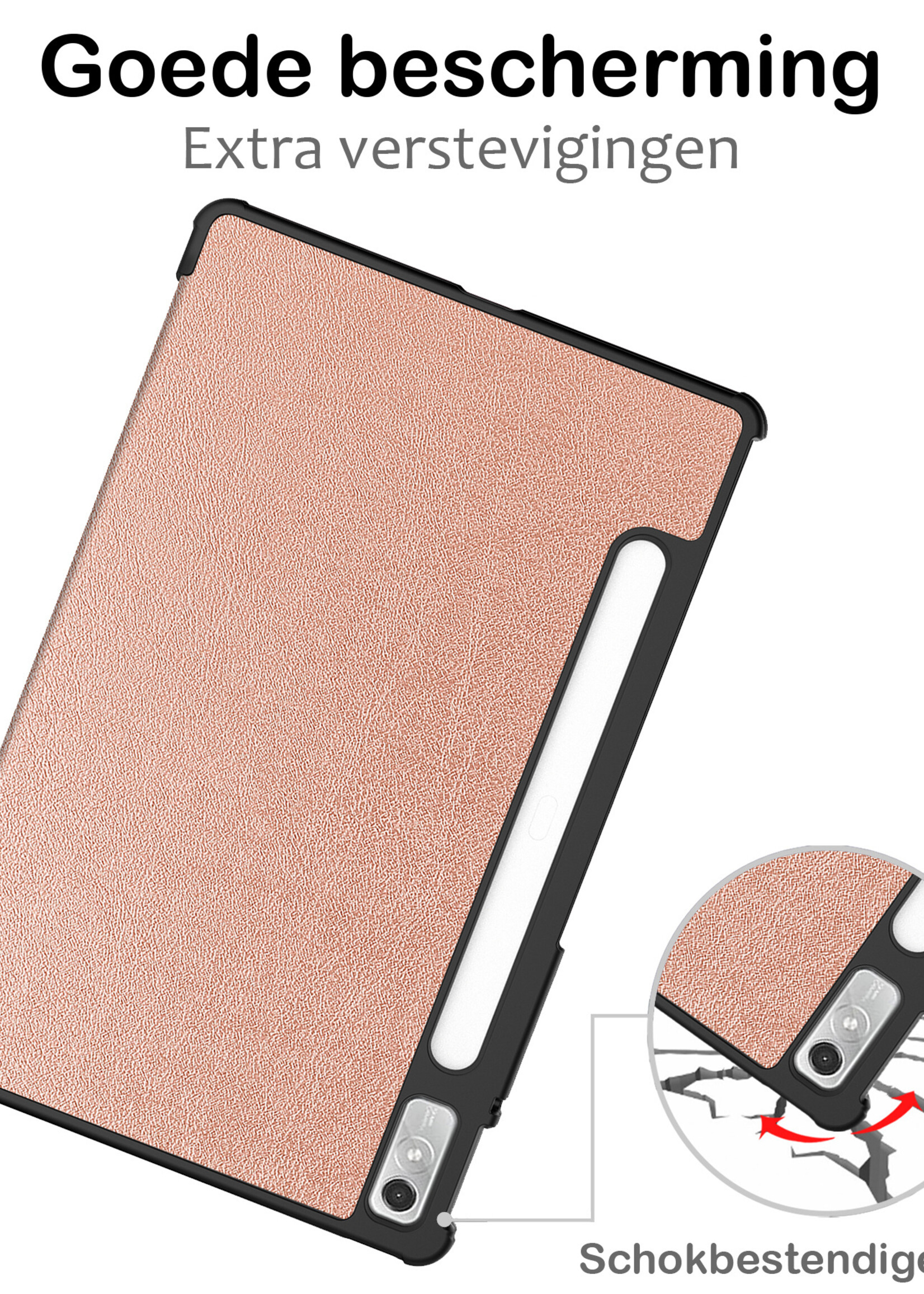 BTH Lenovo Tab P11 Pro Hoesje (2e gen) Book Case Hoesje Met Lenovo Pen Uitsparing - Lenovo Tab P11 Pro Hoes Cover - 11,2 inch - Rosé Goud