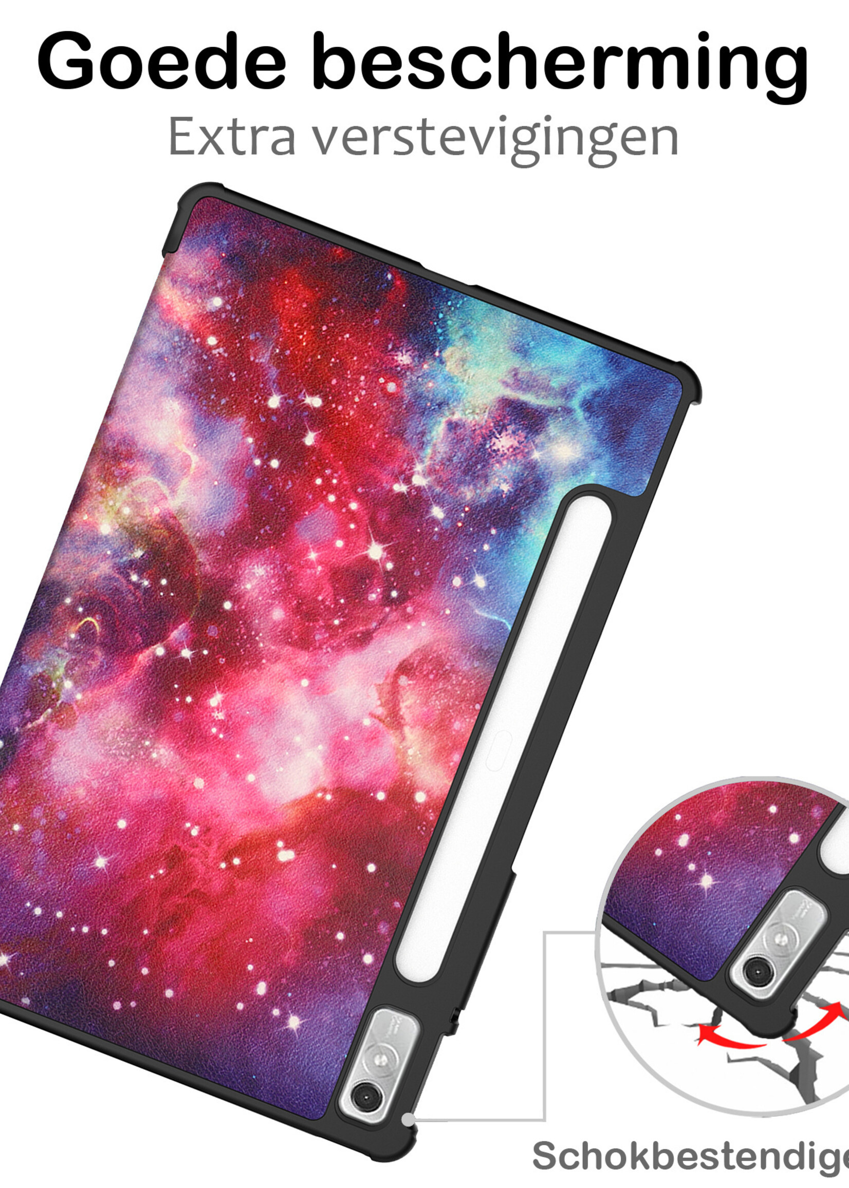 BTH Hoes Geschikt voor Lenovo Tab P11 Pro Hoes Book Case Hoesje Trifold Cover Met Uitsparing Geschikt voor Lenovo Pen Met Screenprotector - Hoesje Geschikt voor Lenovo Tab P11 Pro Hoesje Bookcase - Galaxy