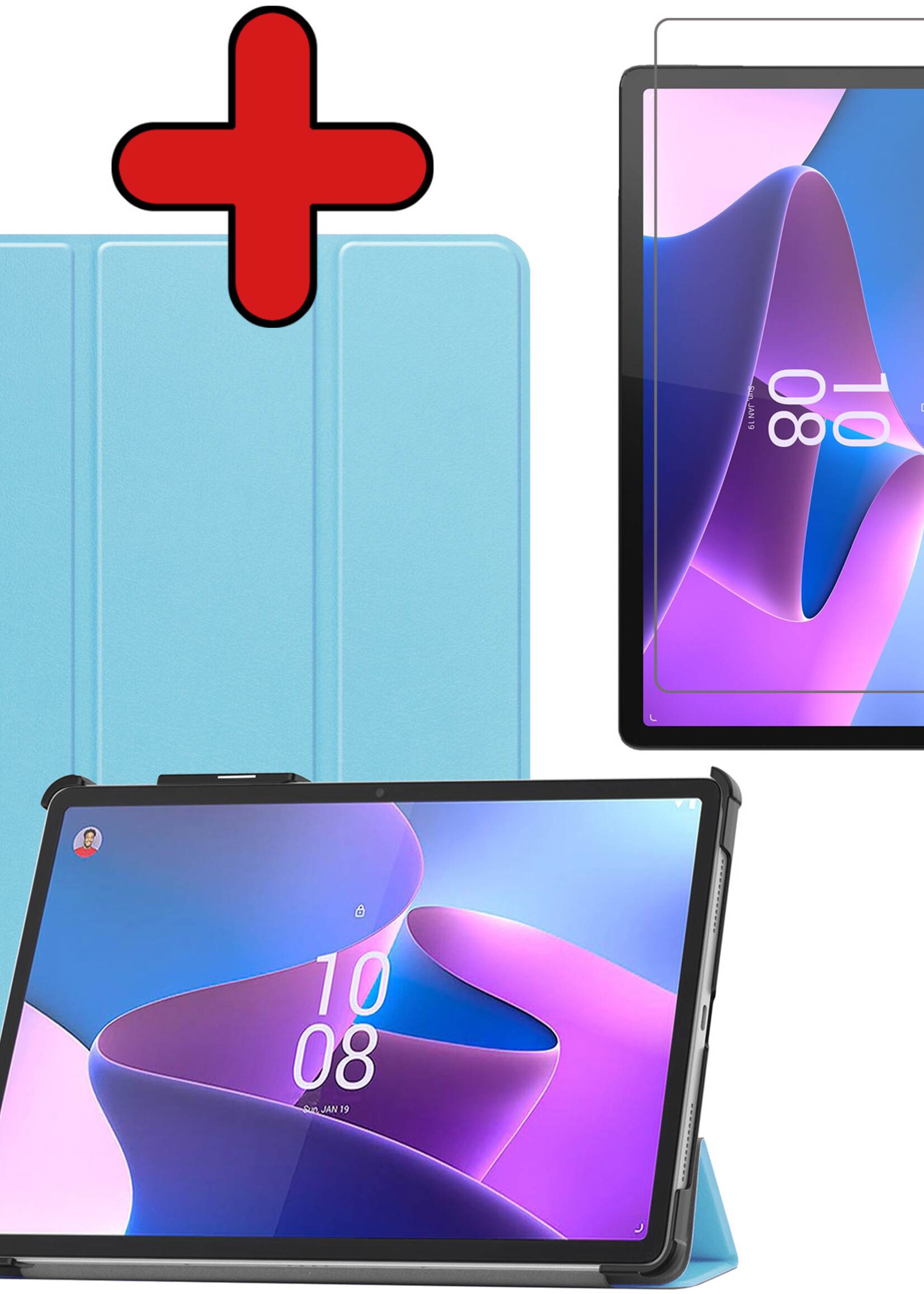 BTH Hoes Geschikt voor Lenovo Tab P11 Pro Hoes Book Case Hoesje Trifold Cover Met Uitsparing Geschikt voor Lenovo Pen Met Screenprotector - Hoesje Geschikt voor Lenovo Tab P11 Pro Hoesje Bookcase - Lichtblauw