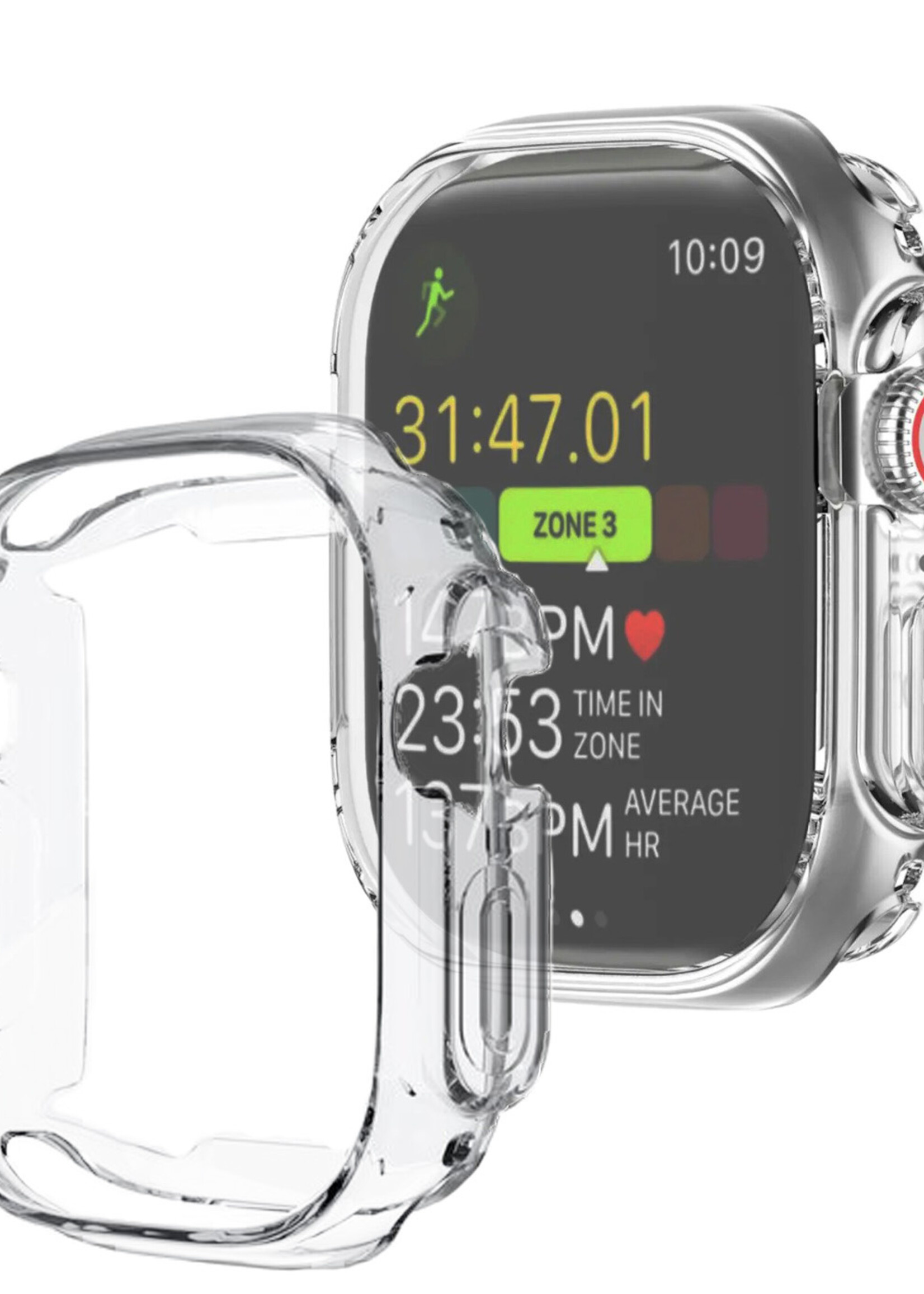 BTH Siliconen Hoes Geschikt Voor Apple Watch Ultra Hoesje Cover Case (49 mm) - Geschikt Voor Apple Watch Ultra Hoes Siliconen Case - Transparant