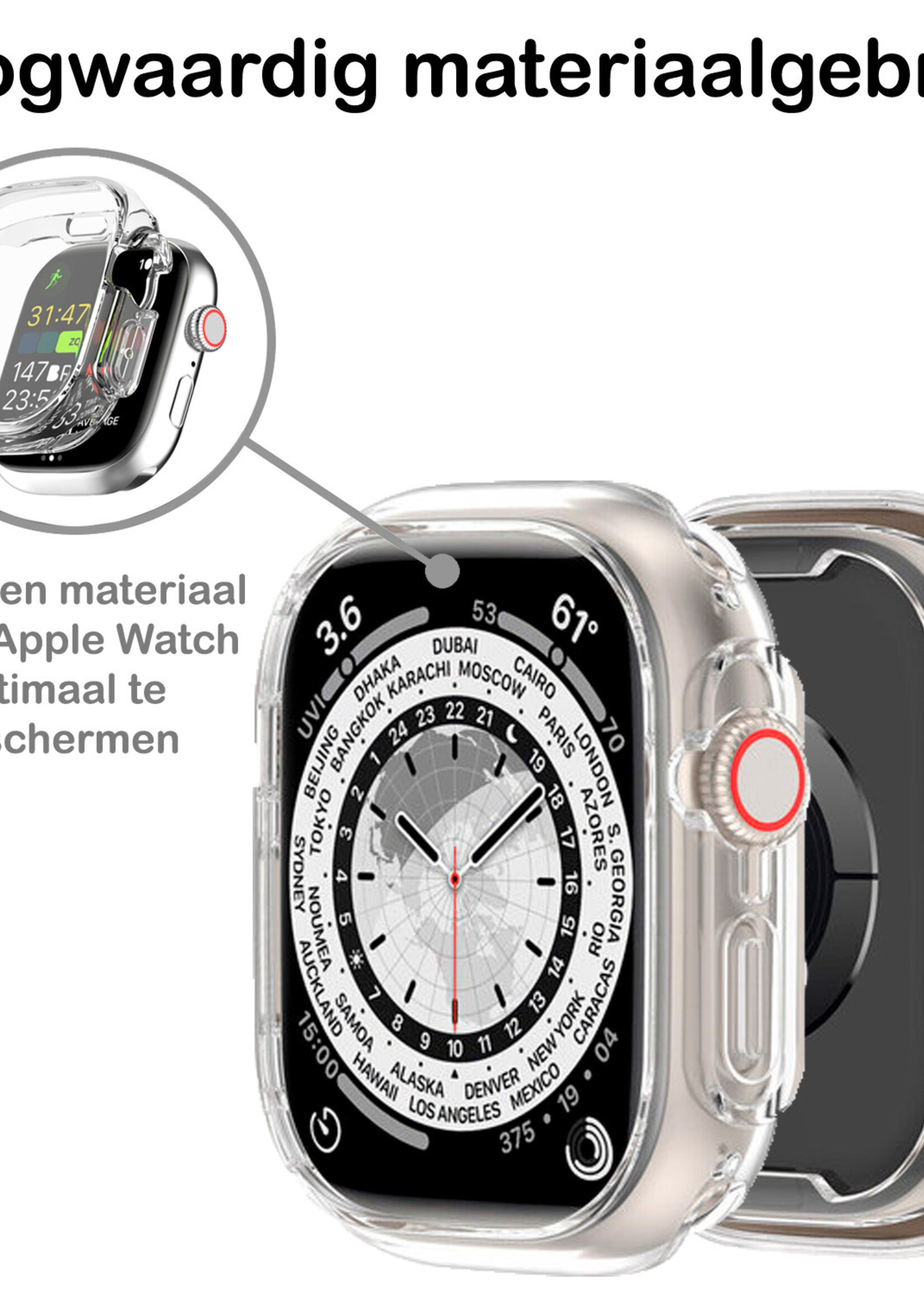 BTH Siliconen Hoes Geschikt Voor Apple Watch Ultra Hoesje Cover Case (49 mm) - Geschikt Voor Apple Watch Ultra Hoes Siliconen Case - Transparant