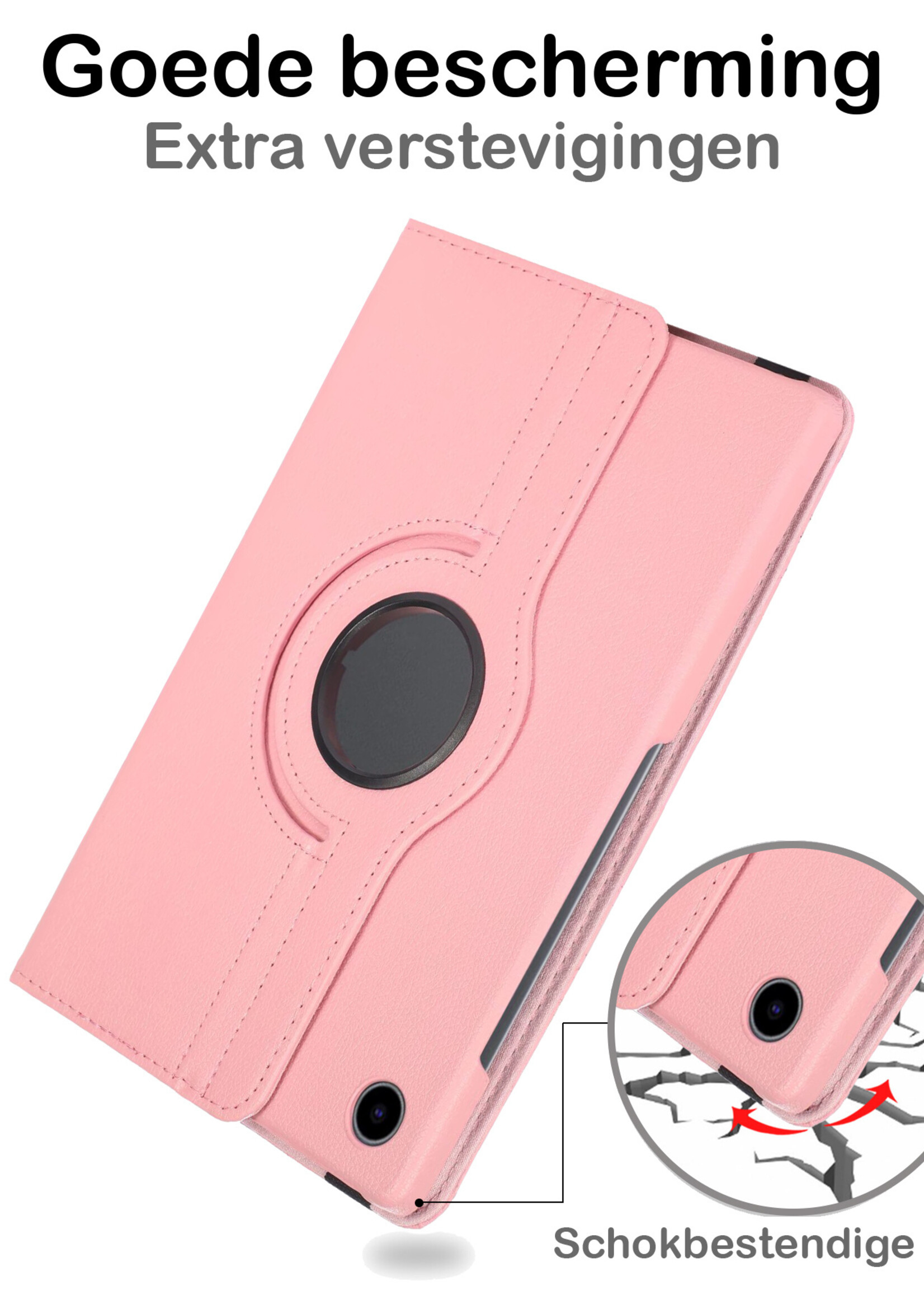 BTH Samsung Tab A8 2021 Hoes Case 360 Draaibare Hoes Cover - Samsung Galaxy Tab A8 2021 Hoesje Draaibaar - Licht Roze