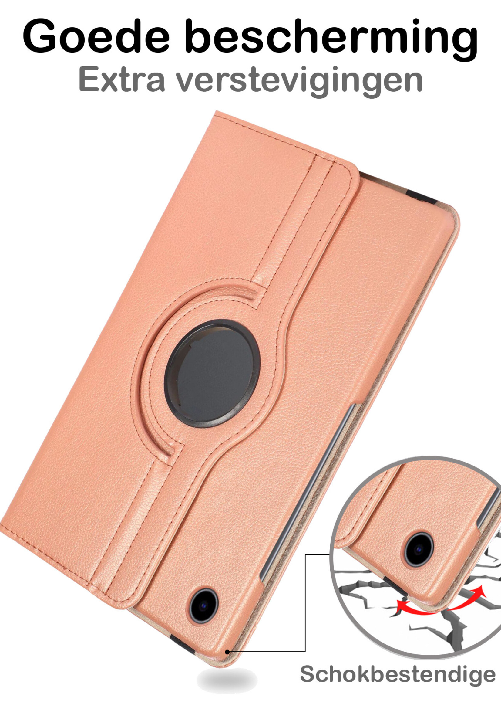 BTH Samsung Tab A8 2021 Hoes Case 360 Draaibare Hoes Cover - Samsung Galaxy Tab A8 2021 Hoesje Draaibaar - Rose Goud