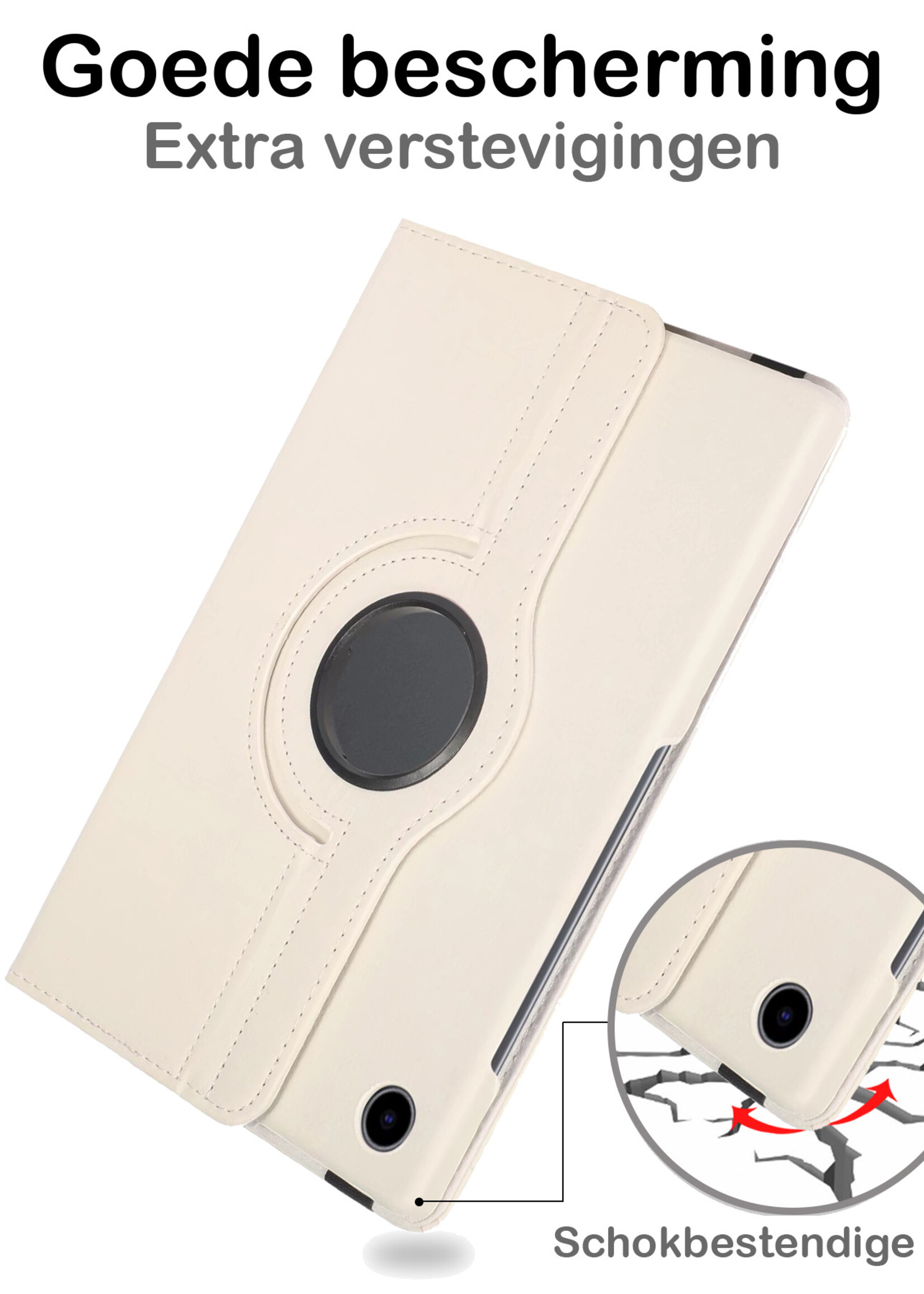 BTH Samsung Tab A8 2021 Hoes Case 360 Draaibare Hoes Cover - Samsung Galaxy Tab A8 2021 Hoesje Draaibaar - Wit