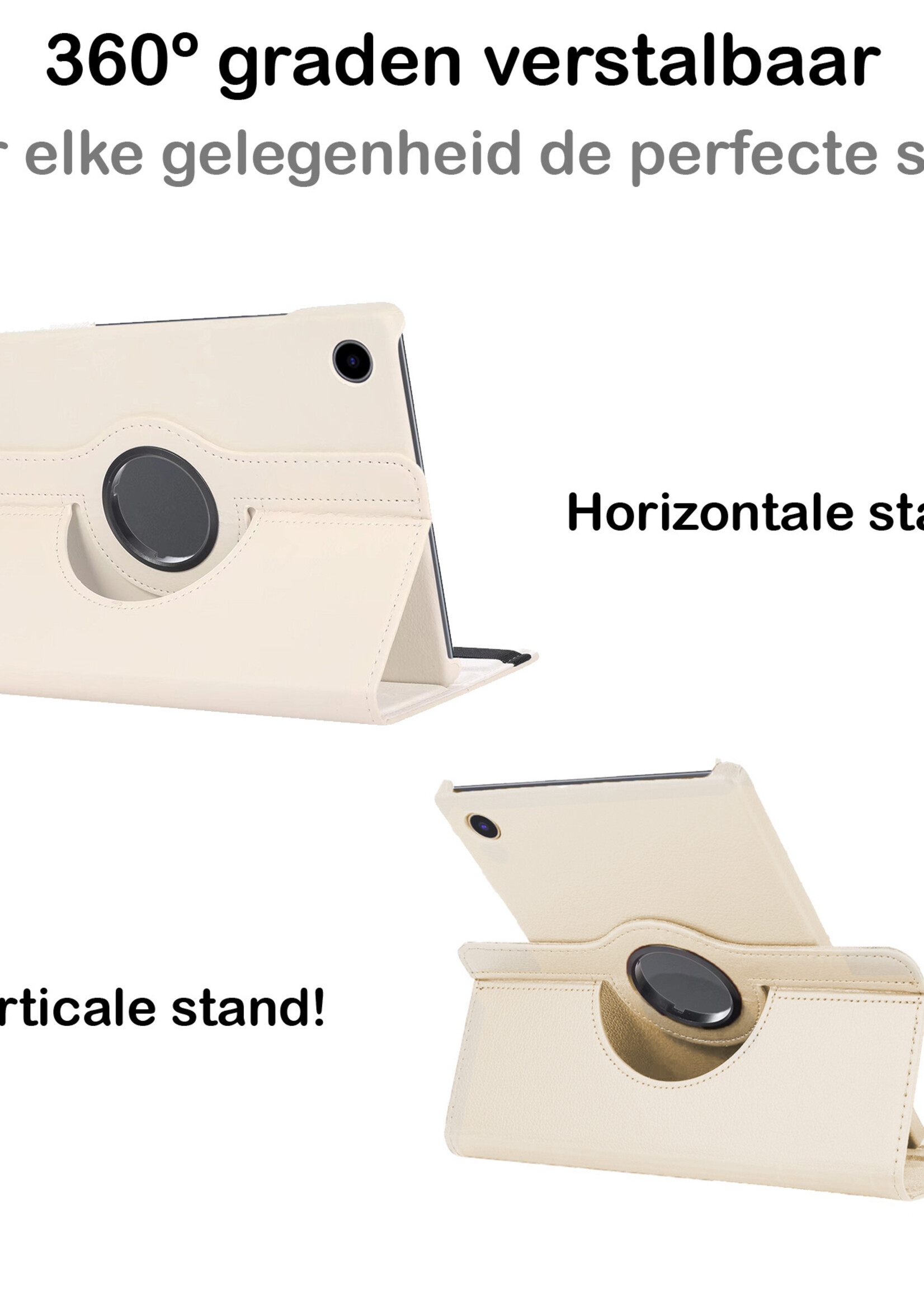 BTH Samsung Tab A8 2021 Hoes Case 360 Draaibare Hoes Cover - Samsung Galaxy Tab A8 2021 Hoesje Draaibaar - Wit