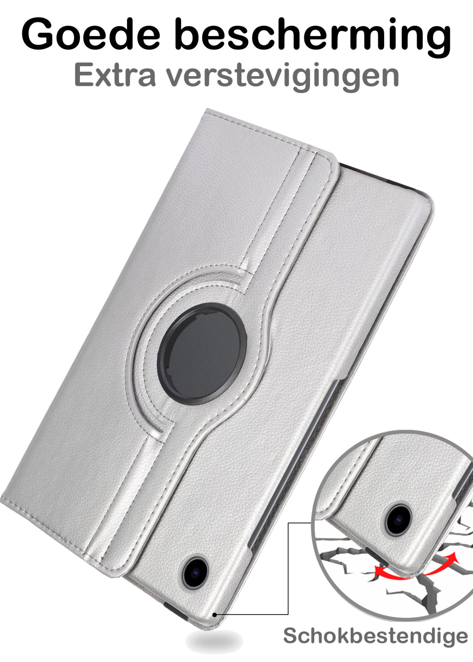 BTH Samsung Tab A8 2021 Hoes Case 360 Draaibare Hoes Cover - Samsung Galaxy Tab A8 2021 Hoesje Draaibaar - Zilver