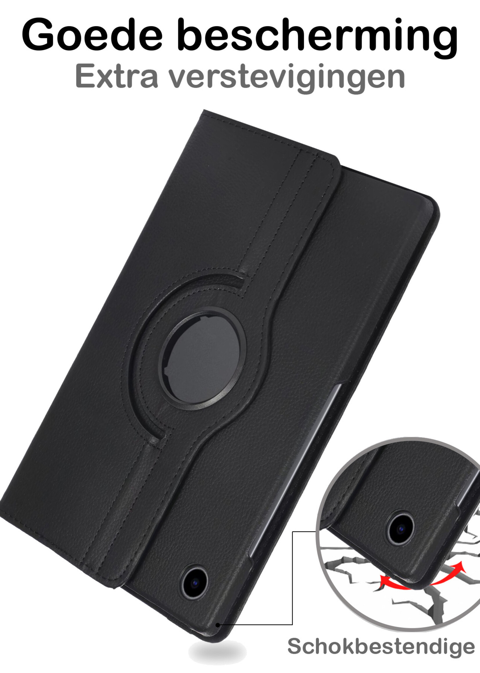 BTH Samsung Tab A8 2021 Hoes Case 360 Draaibare Hoes Cover - Samsung Galaxy Tab A8 2021 Hoesje Draaibaar - Zwart