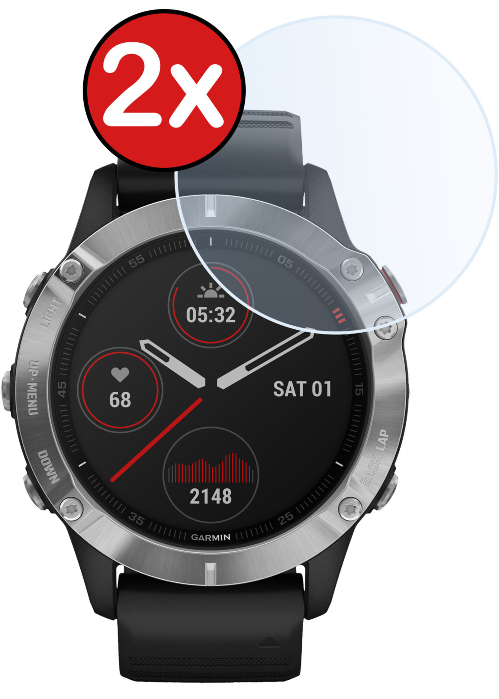 BTH Screenprotector Geschikt voor Garmin Fenix 6s Screenprotector Glas Gehard Screen Cover - Screen Protector Geschikt voor Garmin Fenix 6s Screenprotector Tempered Glass - 2 PACK