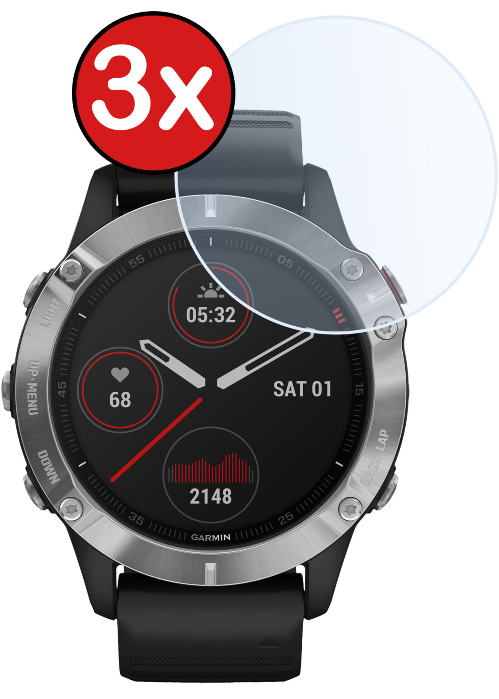 BTH Screenprotector Geschikt voor Garmin Fenix 6 Pro Screenprotector Glas Gehard Screen Cover - Screen Protector Geschikt voor Garmin Fenix 6 Pro Screenprotector Tempered Glass - 3 PACK