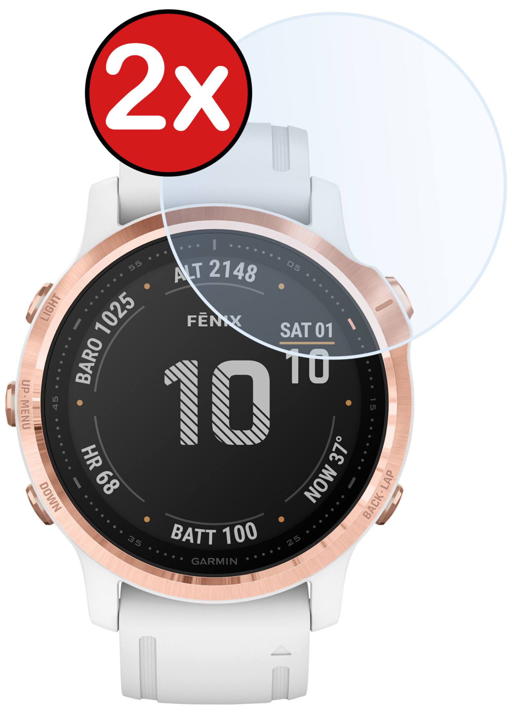 BTH Screenprotector Geschikt voor Garmin Fenix 6s Pro Screenprotector Glas Gehard Screen Cover - Screen Protector Geschikt voor Garmin Fenix 6s Pro Screenprotector Tempered Glass - 2 PACK