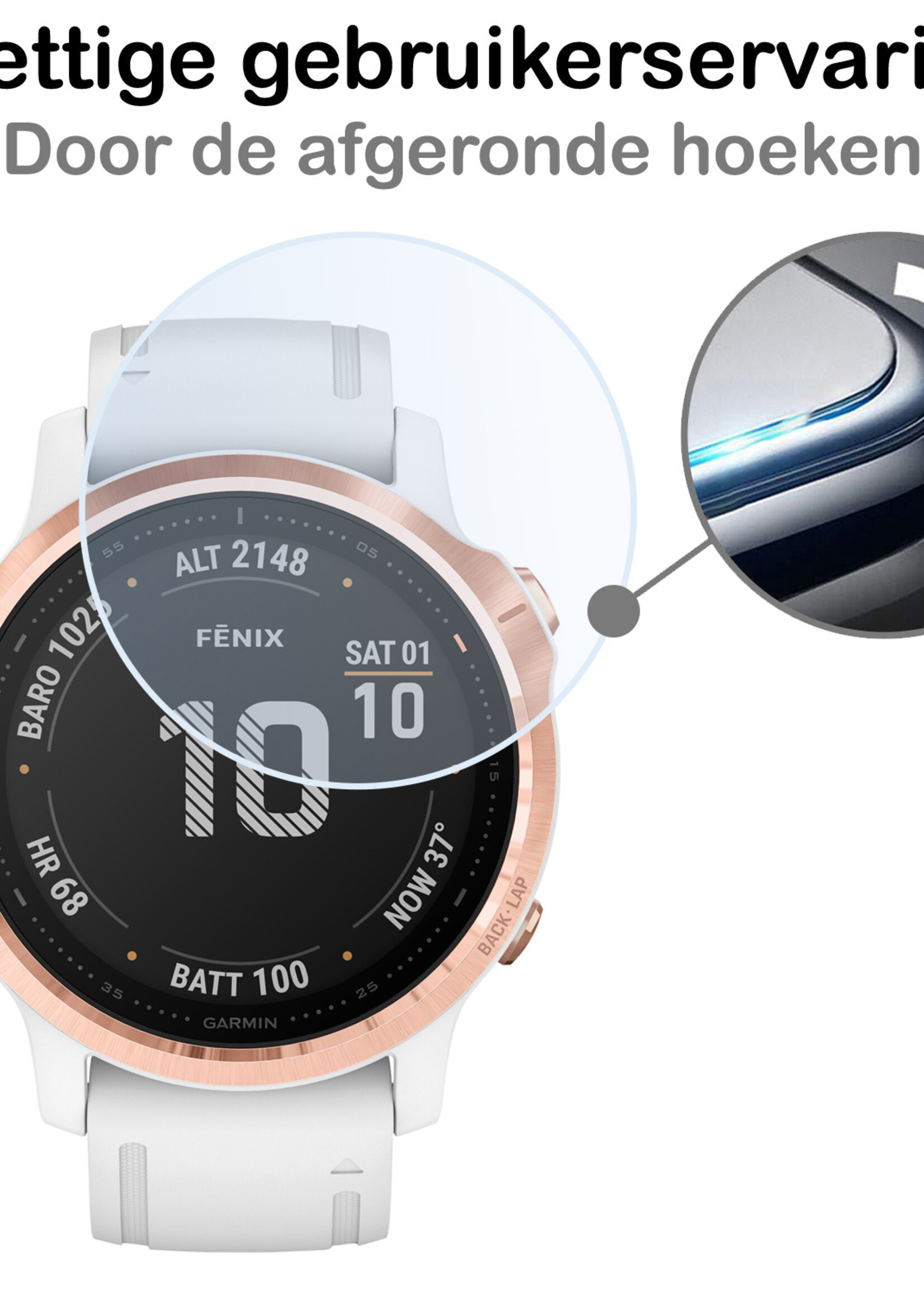 BTH Screenprotector Geschikt voor Garmin Fenix 6s Pro Screenprotector Glas Gehard Screen Cover - Screen Protector Geschikt voor Garmin Fenix 6s Pro Screenprotector Tempered Glass - 2 PACK