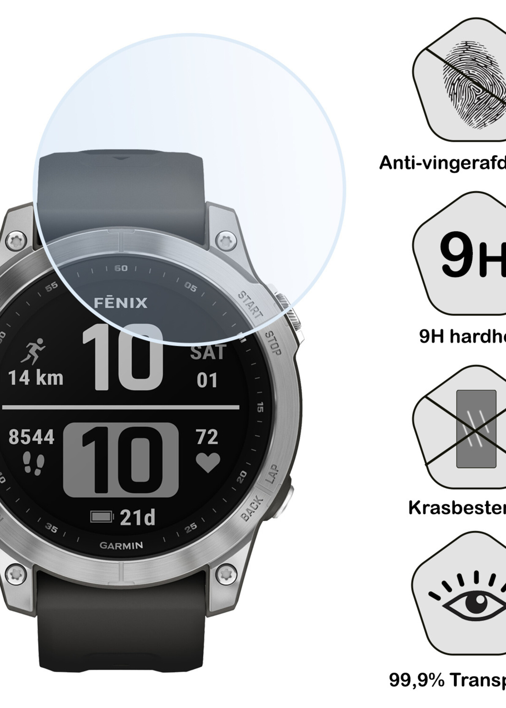 BTH Garmin Fenix 7X Screenprotector Glas Gehard Screen Protector Screen Cover - Garmin Fenix 7X Screenprotector Tempered Glass