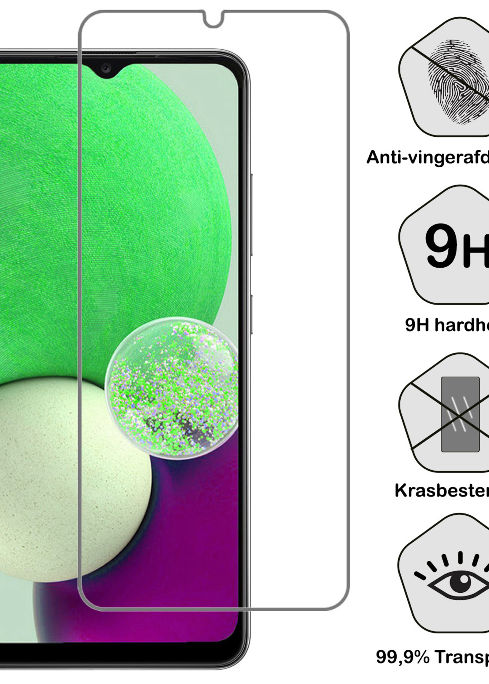 BTH Hoesje Geschikt voor Samsung A32 4G Hoesje Met Pasjeshouder Siliconen Case Met Kaarthouder Met Screenprotector - Hoes Geschikt voor Samsung Galaxy A32 4G Hoesje Shock Proof Case - Transparant