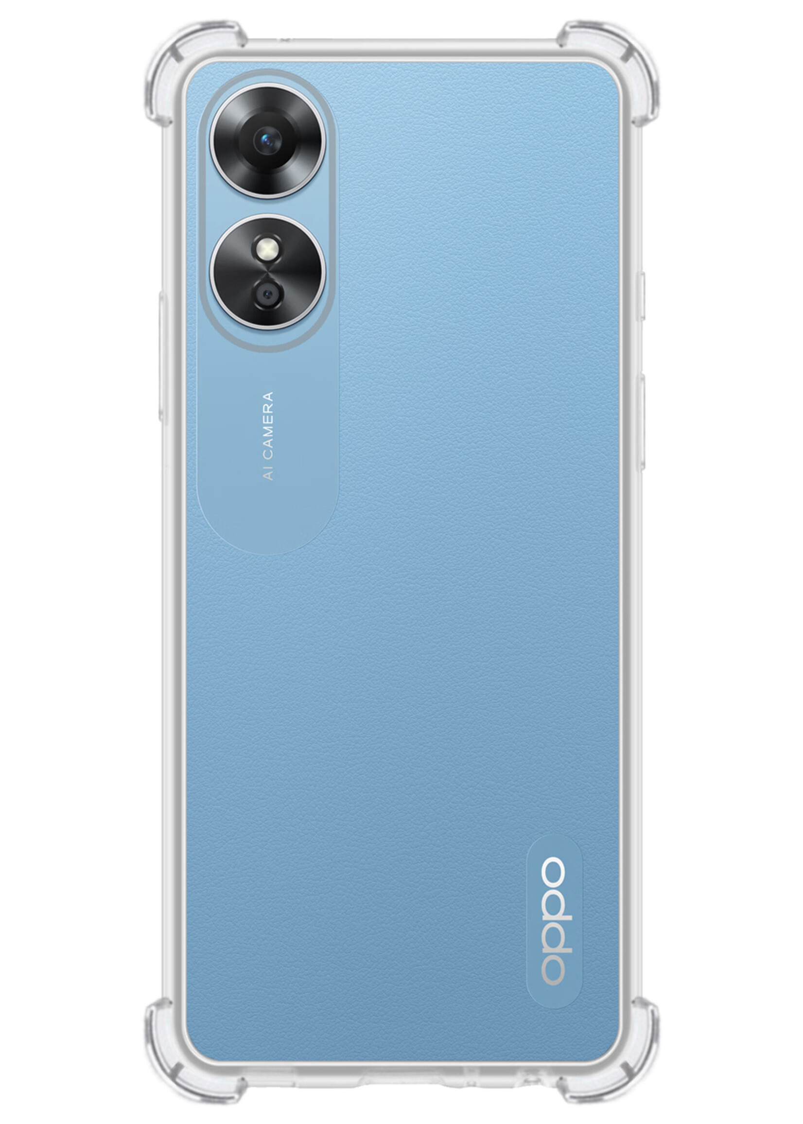 BTH Hoesje Geschikt voor OPPO A17 Hoesje Siliconen Shock Proof Case Hoes - Hoes Geschikt voor OPPO A17 Hoes Cover Case Shockproof - Transparant - 2 PACK