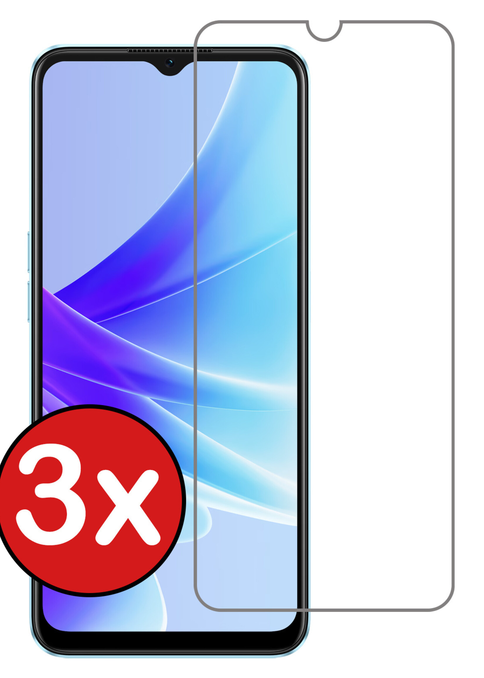 BTH Screenprotector Geschikt voor OPPO A17 Screenprotector Glas Gehard Tempered Glass - Screenprotector Geschikt voor OPPO A17 Screen Protector Screen Cover - 3 PACK