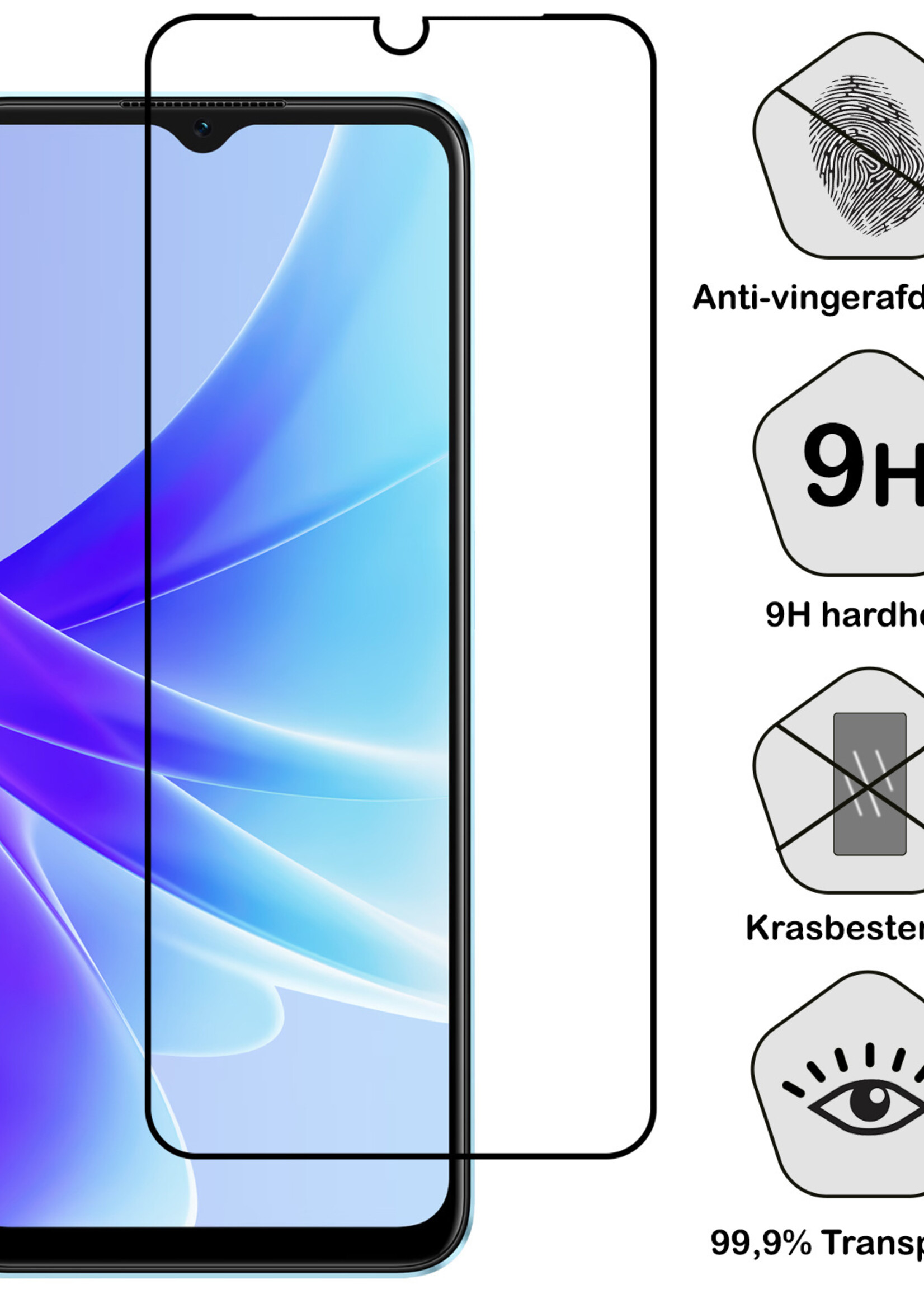 BTH OPPO A17 Screenprotector Glas Gehard Tempered Glass Full Cover - OPPO A17 Screen Protector Screen Cover