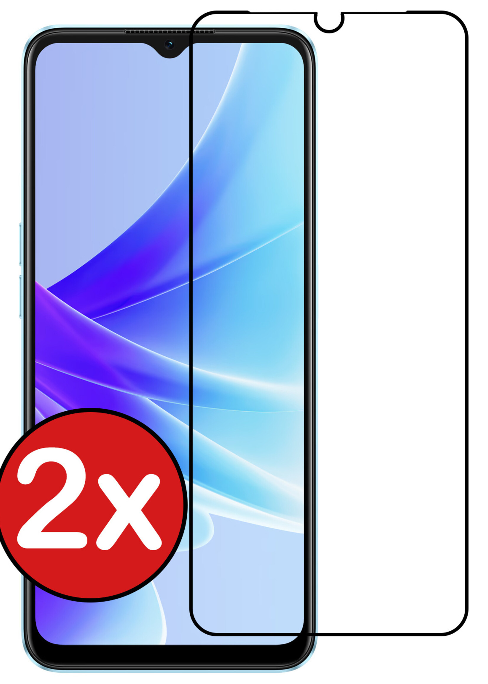 BTH Screenprotector Geschikt voor OPPO A17 Screenprotector Glas Gehard Tempered Glass Full Cover - Screenprotector Geschikt voor OPPO A17 Screen Protector Screen Cover - 2 PACK
