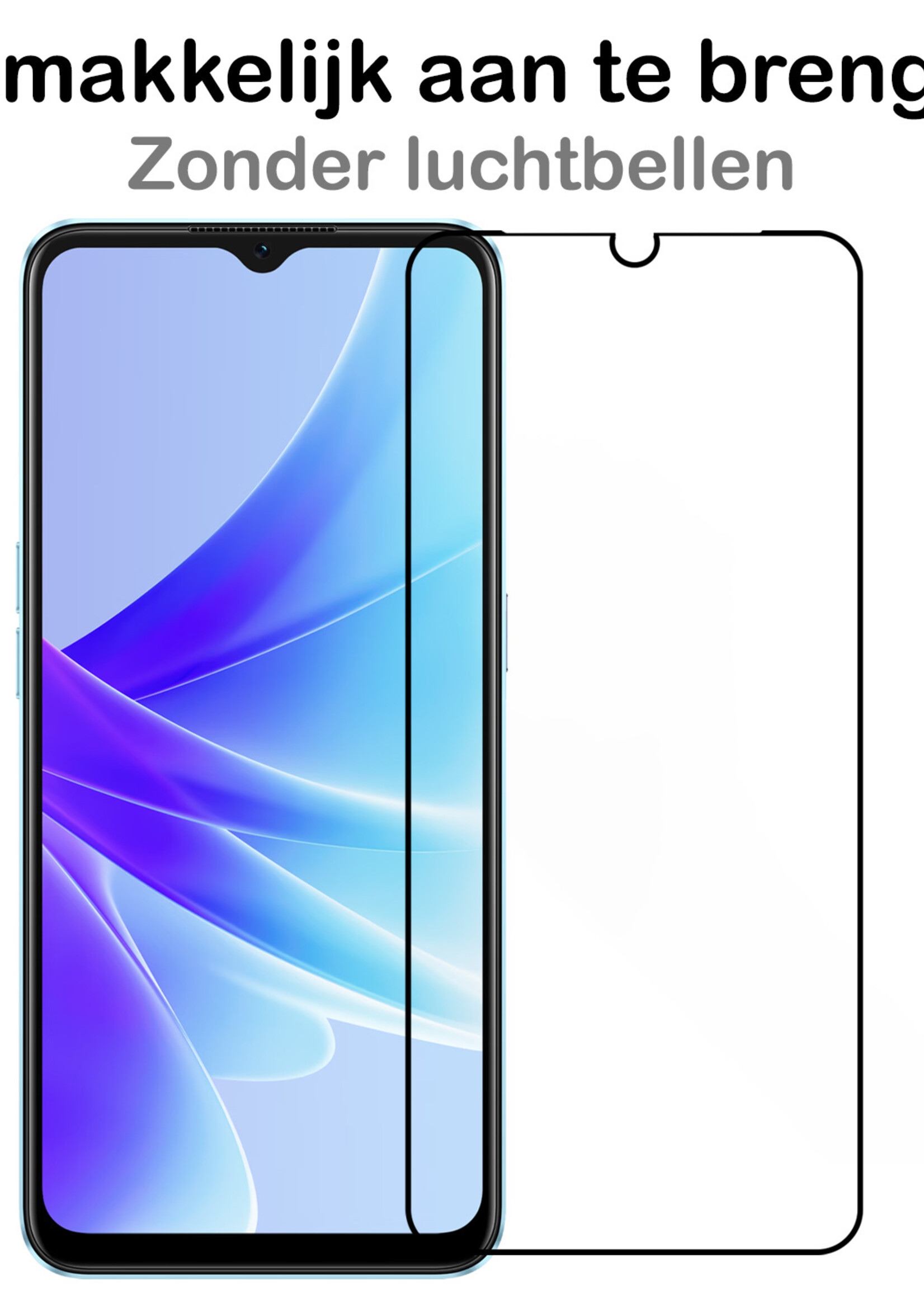BTH Screenprotector Geschikt voor OPPO A17 Screenprotector Glas Gehard Tempered Glass Full Cover - Screenprotector Geschikt voor OPPO A17 Screen Protector Screen Cover - 2 PACK