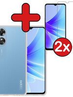 BTH BTH OPPO A17 Hoesje Siliconen Met 2x Screenprotector - Transparant