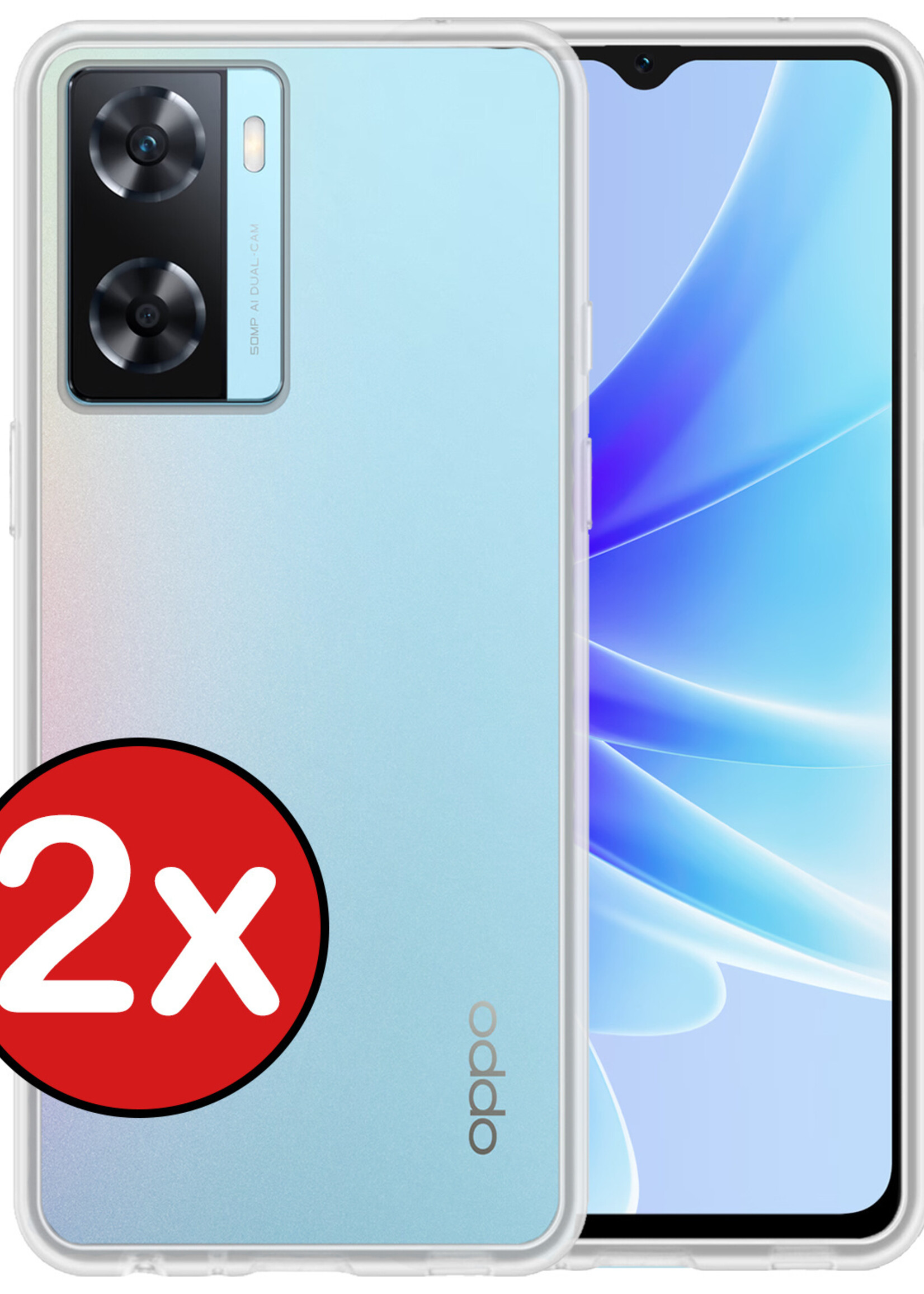 BTH Hoesje Geschikt voor OPPO A57 Hoesje Siliconen Shock Proof Case Hoes - Hoes Geschikt voor OPPO A57 Hoes Cover Case Shockproof - Transparant - 2 PACK