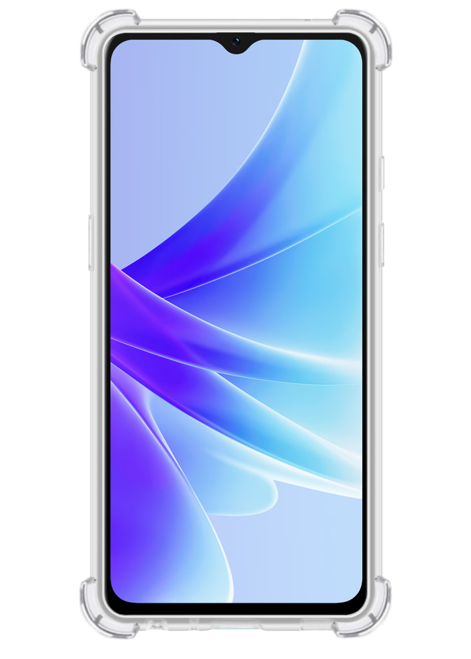 BTH Hoesje Geschikt voor OPPO A57 Hoesje Siliconen Shock Proof Case Hoes - Hoes Geschikt voor OPPO A57 Hoes Cover Case Shockproof - Transparant - 2 PACK