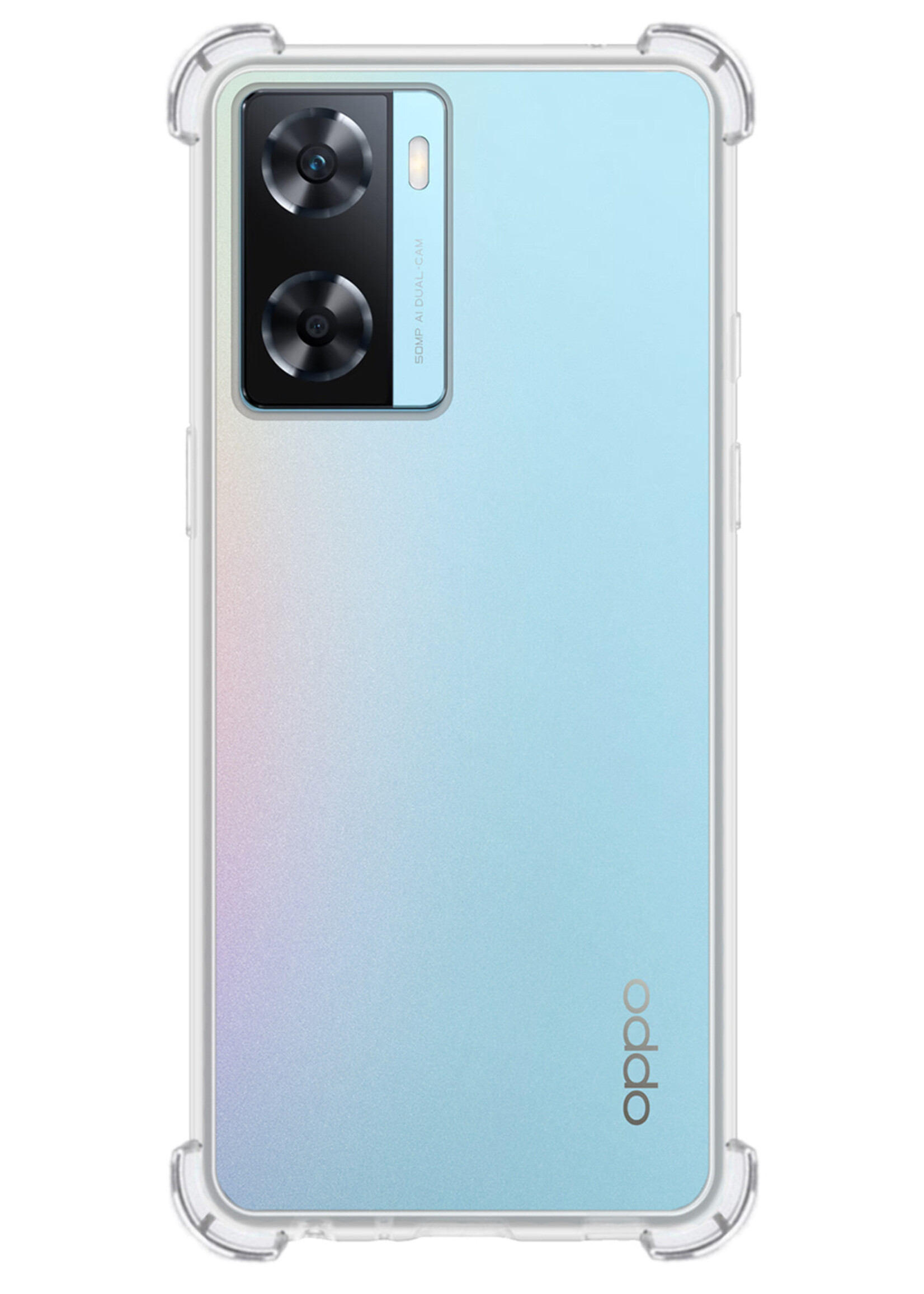 BTH Hoesje Geschikt voor OPPO A57 Hoesje Siliconen Shock Proof Case Hoes Met Screenprotector - Hoes Geschikt voor OPPO A57 Hoes Cover Case Shockproof - Transparant