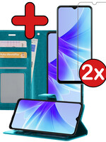 BTH BTH OPPO A17 Hoesje Bookcase Turquoise Met 2x Screenprotector