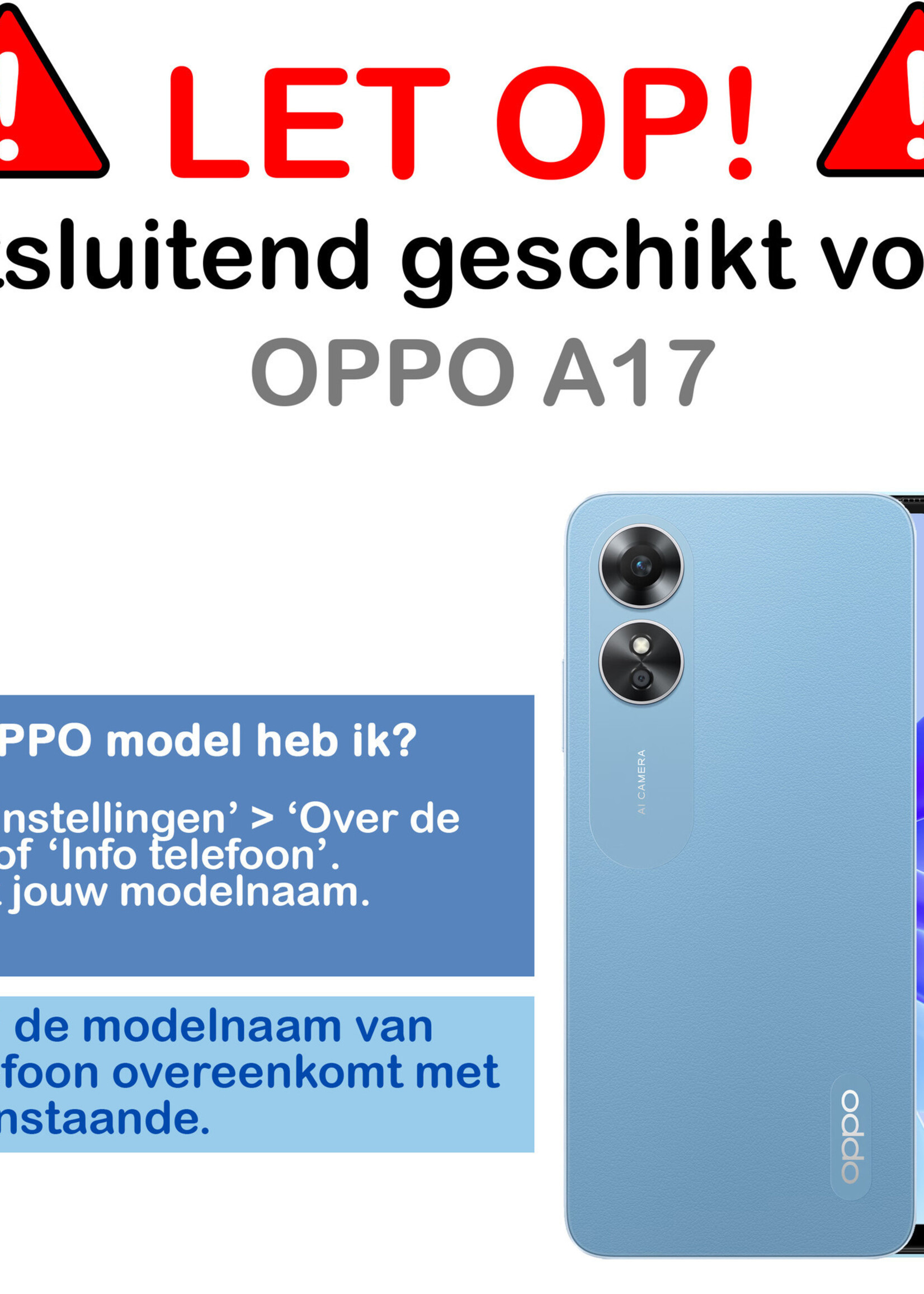 BTH Hoesje Geschikt voor OPPO A17 Hoesje Book Case Hoes Portemonnee Cover Walletcase Met 2x Screenprotector - Hoes Geschikt voor OPPO A17 Hoes Bookcase Hoesje - Turquoise