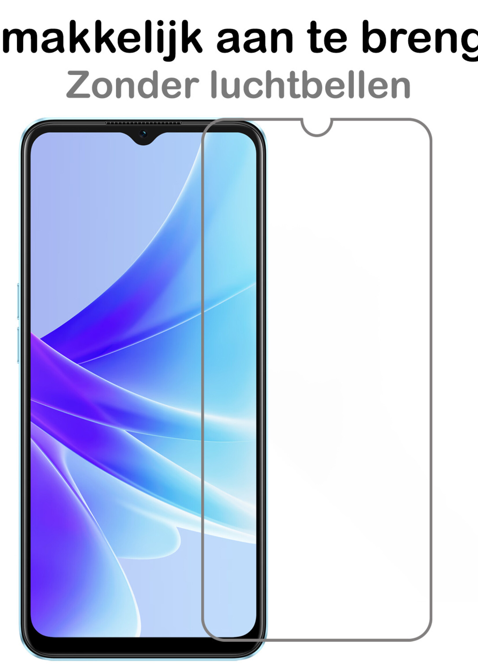 BTH Hoesje Geschikt voor OPPO A17 Hoesje Book Case Hoes Portemonnee Cover Walletcase Met 2x Screenprotector - Hoes Geschikt voor OPPO A17 Hoes Bookcase Hoesje - Turquoise