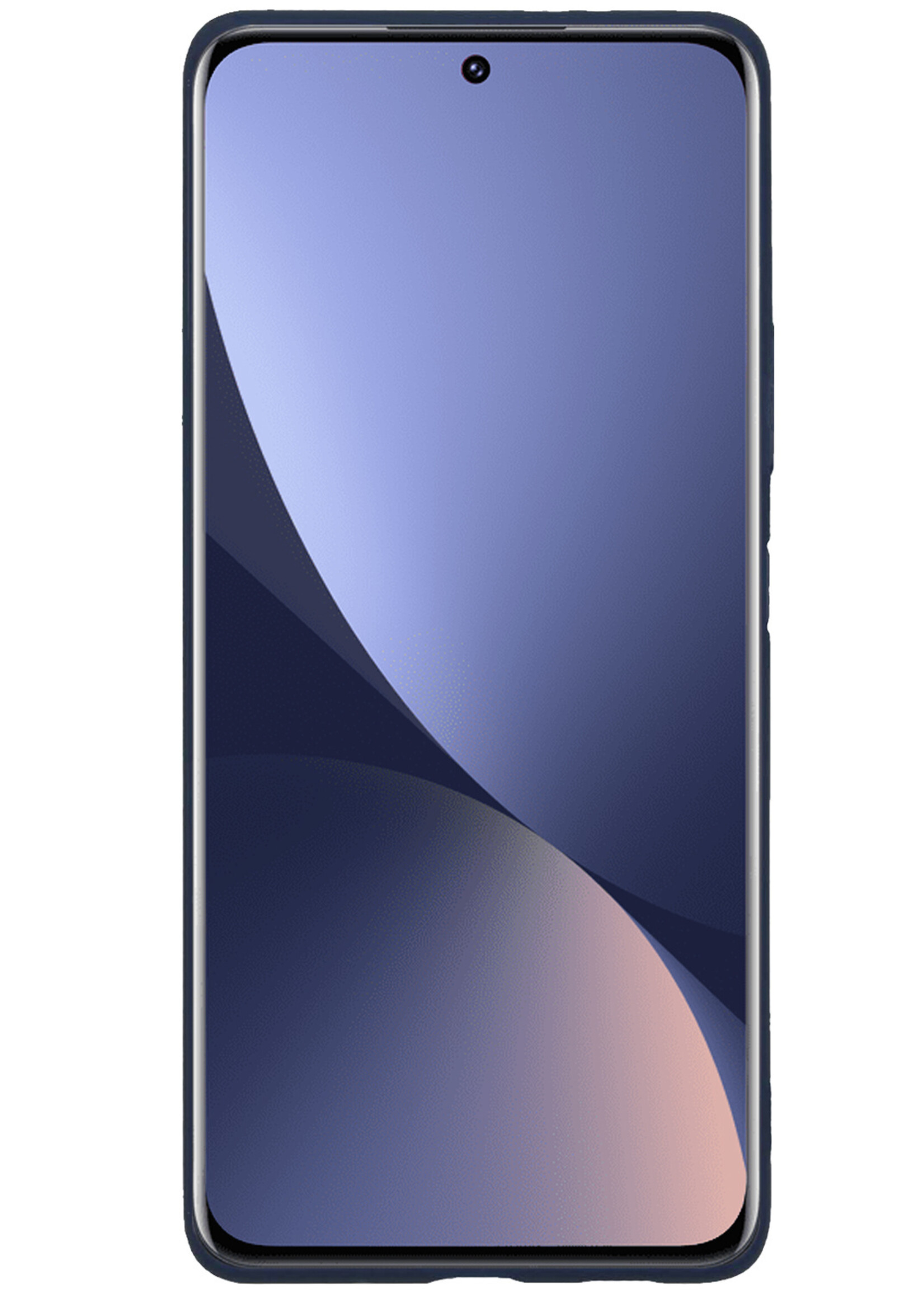 BTH Hoesje Geschikt voor Xiaomi 12 Hoesje Siliconen Case Hoes Met Screenprotector - Hoes Geschikt voor Xiaomi 12 Hoes Cover Case - Donkerblauw