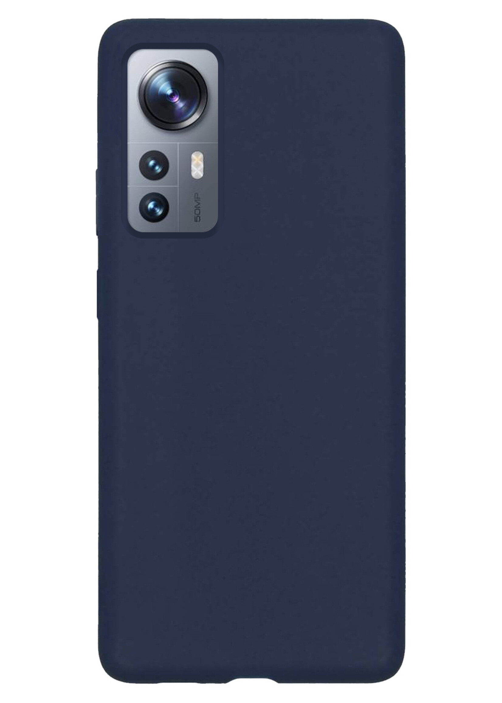 BTH Hoesje Geschikt voor Xiaomi 12 Hoesje Siliconen Case Hoes Met Screenprotector - Hoes Geschikt voor Xiaomi 12 Hoes Cover Case - Donkerblauw