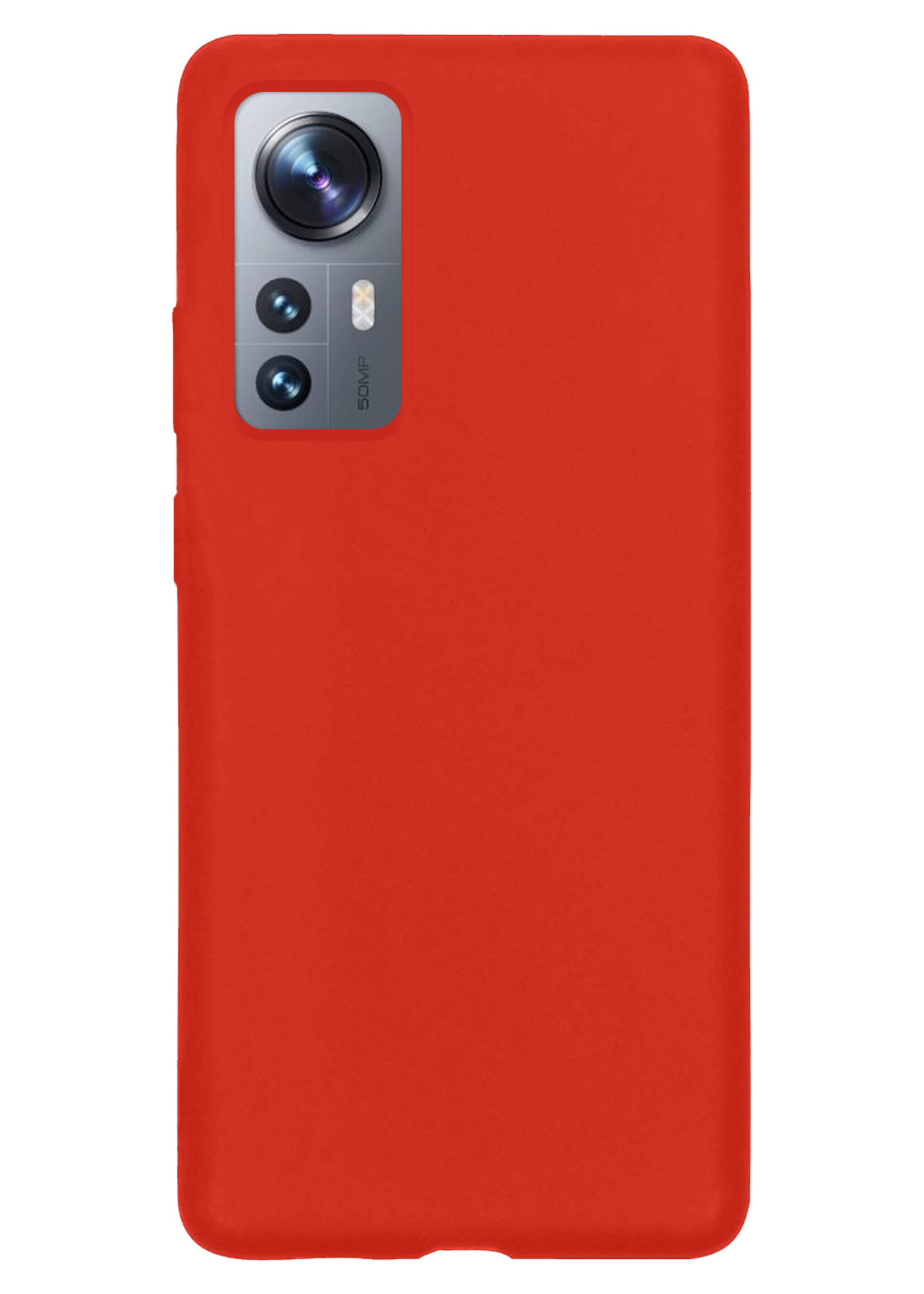 BTH Hoesje Geschikt voor Xiaomi 12 Hoesje Siliconen Case Hoes Met Screenprotector - Hoes Geschikt voor Xiaomi 12 Hoes Cover Case - Rood