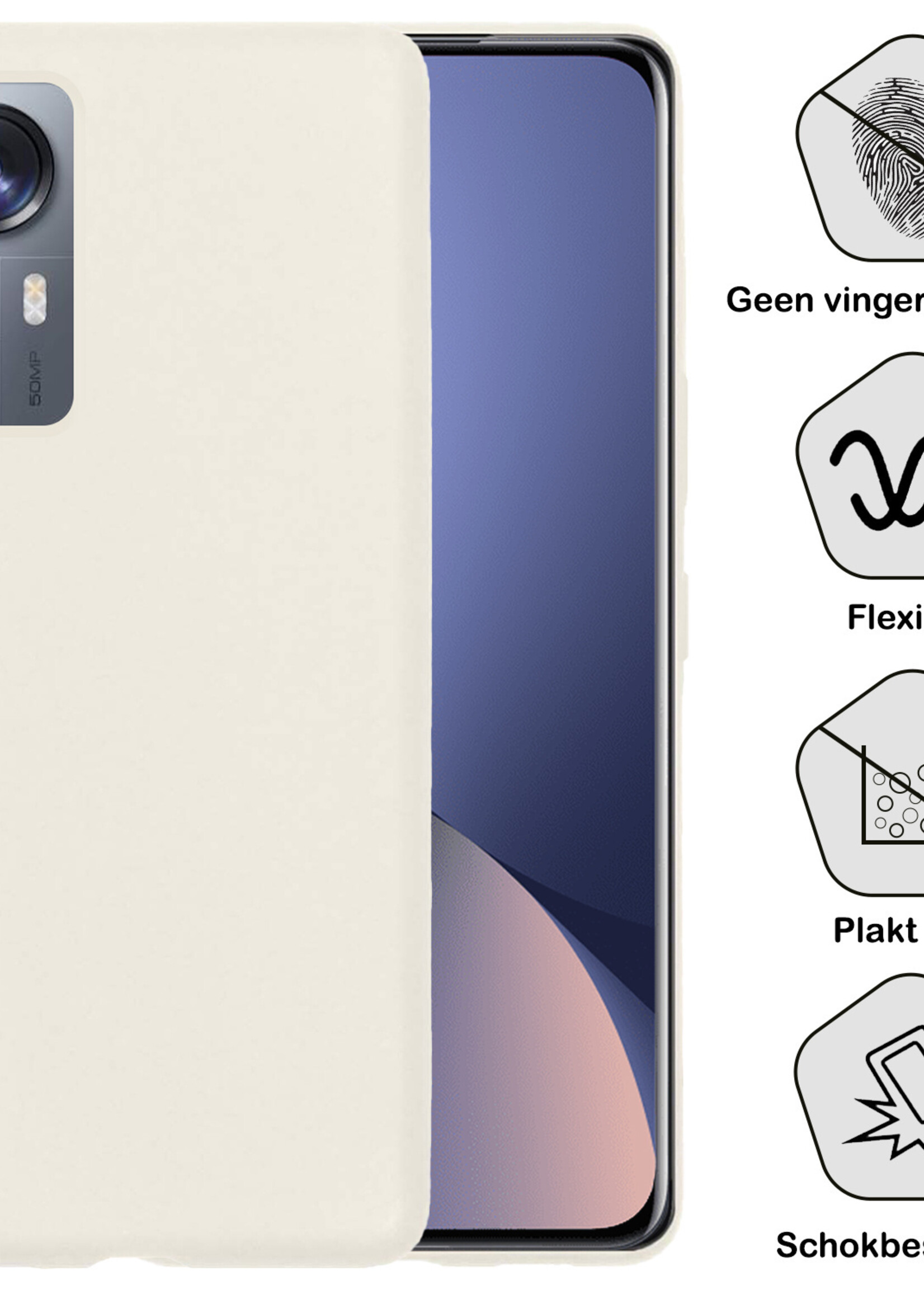 BTH Hoesje Geschikt voor Xiaomi 12 Hoesje Siliconen Case Hoes Met Screenprotector - Hoes Geschikt voor Xiaomi 12 Hoes Cover Case - Wit