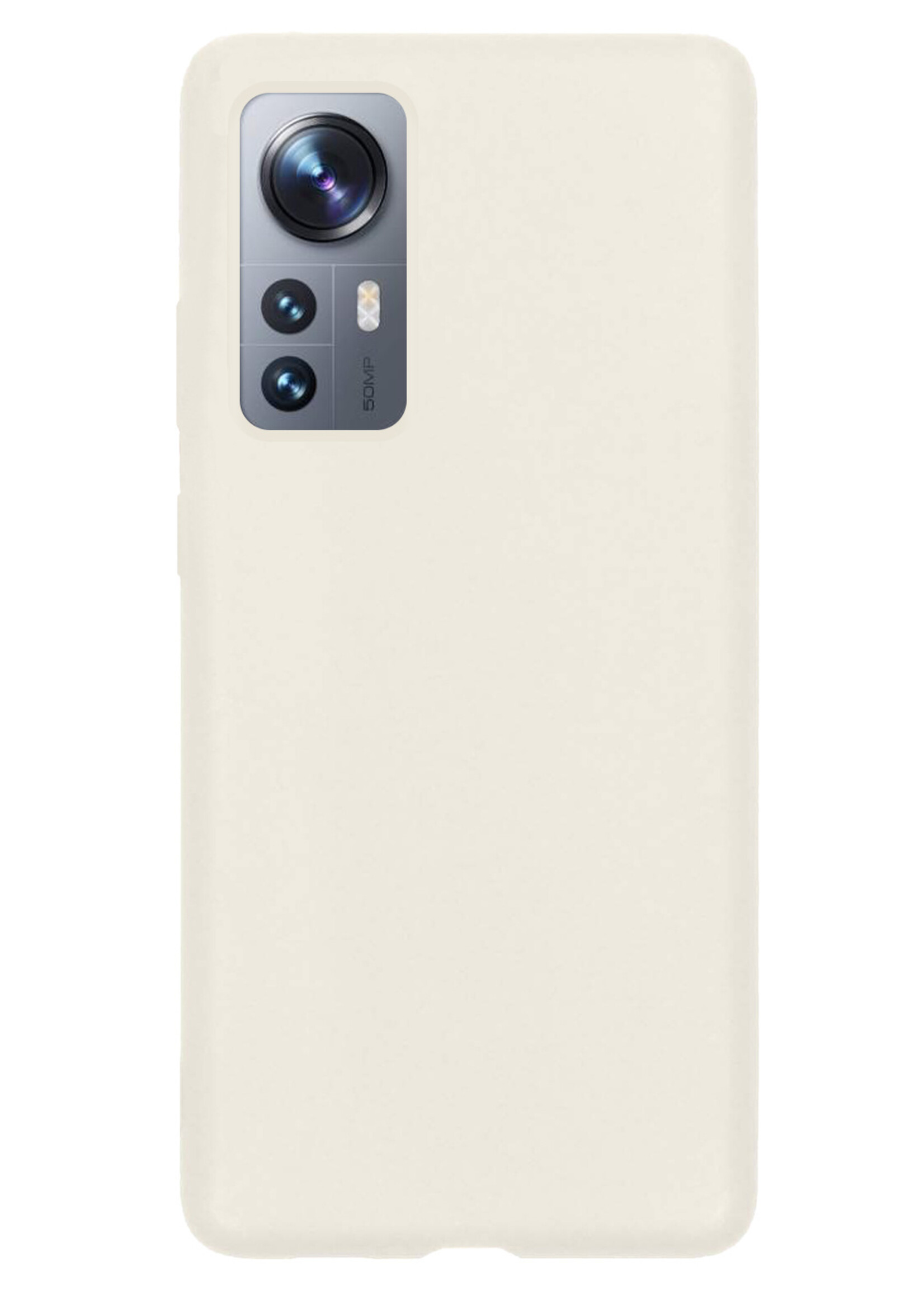 BTH Hoesje Geschikt voor Xiaomi 12 Hoesje Siliconen Case Hoes Met Screenprotector - Hoes Geschikt voor Xiaomi 12 Hoes Cover Case - Wit