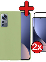 BTH BTH Xiaomi 12 Hoesje Siliconen Met 2x Screenprotector - Groen