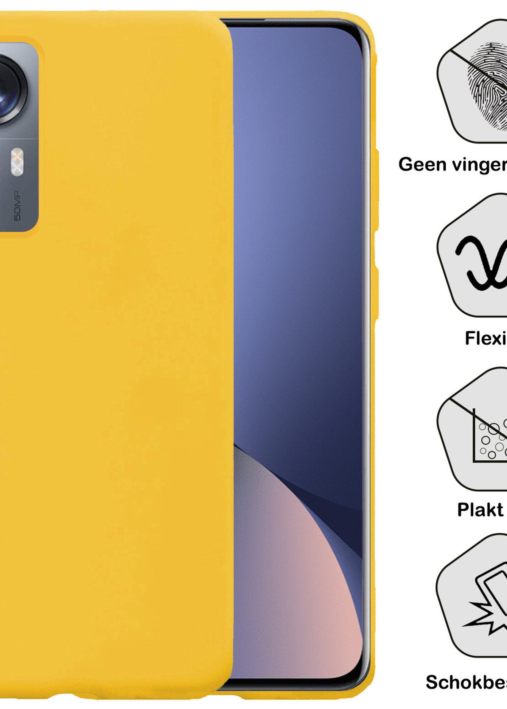 BTH Hoesje Geschikt voor Xiaomi 12X Hoesje Siliconen Case Hoes Met 2x Screenprotector - Hoes Geschikt voor Xiaomi 12X Hoes Cover Case - Geel