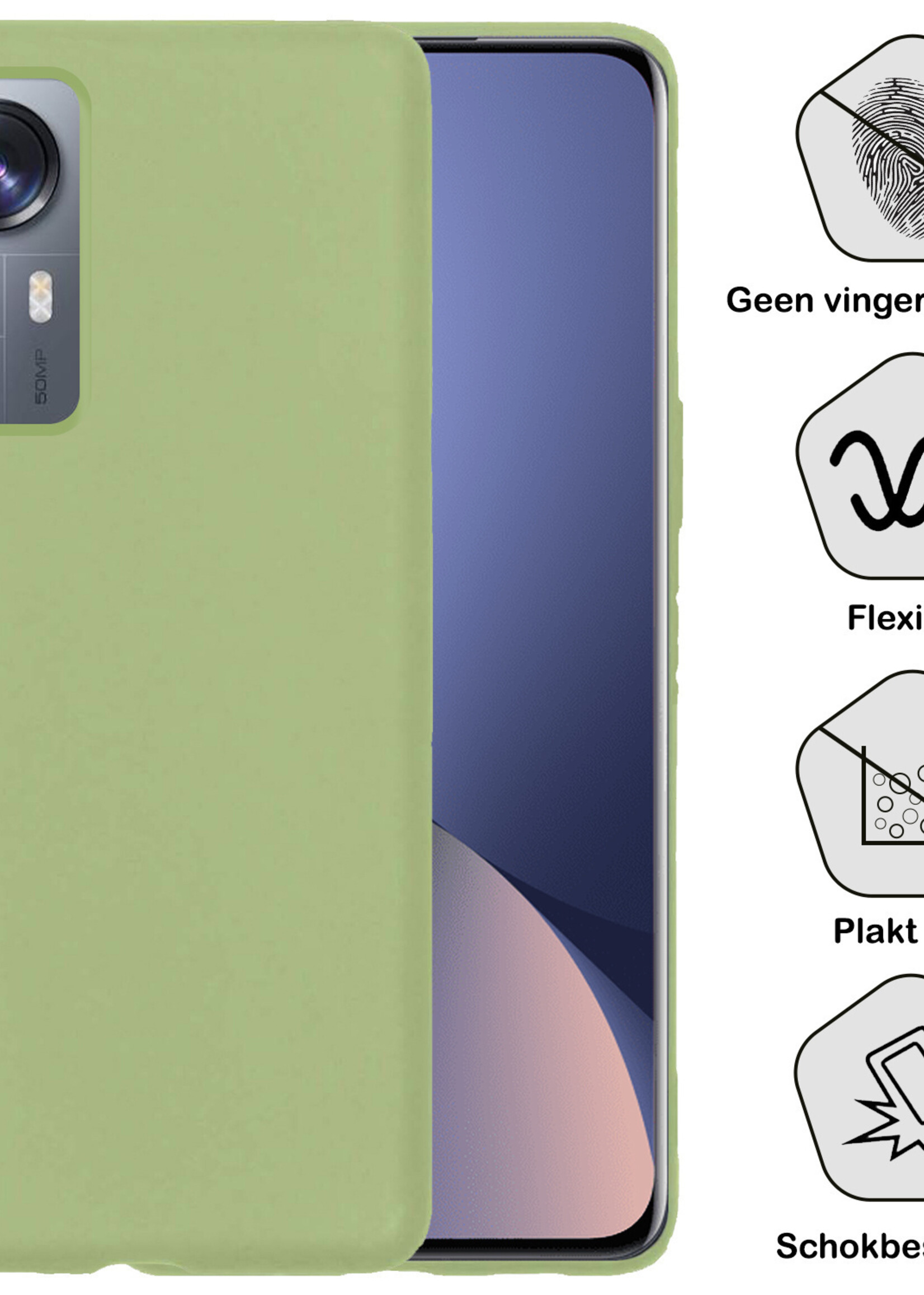 BTH Hoesje Geschikt voor Xiaomi 12X Hoesje Siliconen Case Hoes Met 2x Screenprotector - Hoes Geschikt voor Xiaomi 12X Hoes Cover Case - Groen