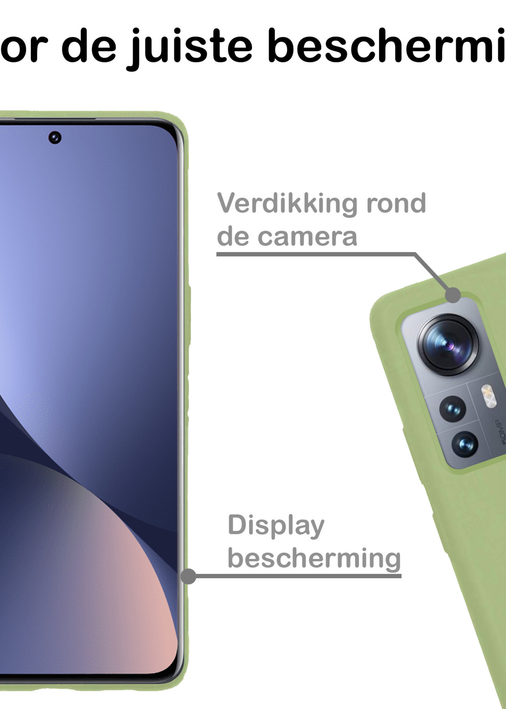 BTH Hoesje Geschikt voor Xiaomi 12X Hoesje Siliconen Case Hoes Met 2x Screenprotector - Hoes Geschikt voor Xiaomi 12X Hoes Cover Case - Groen