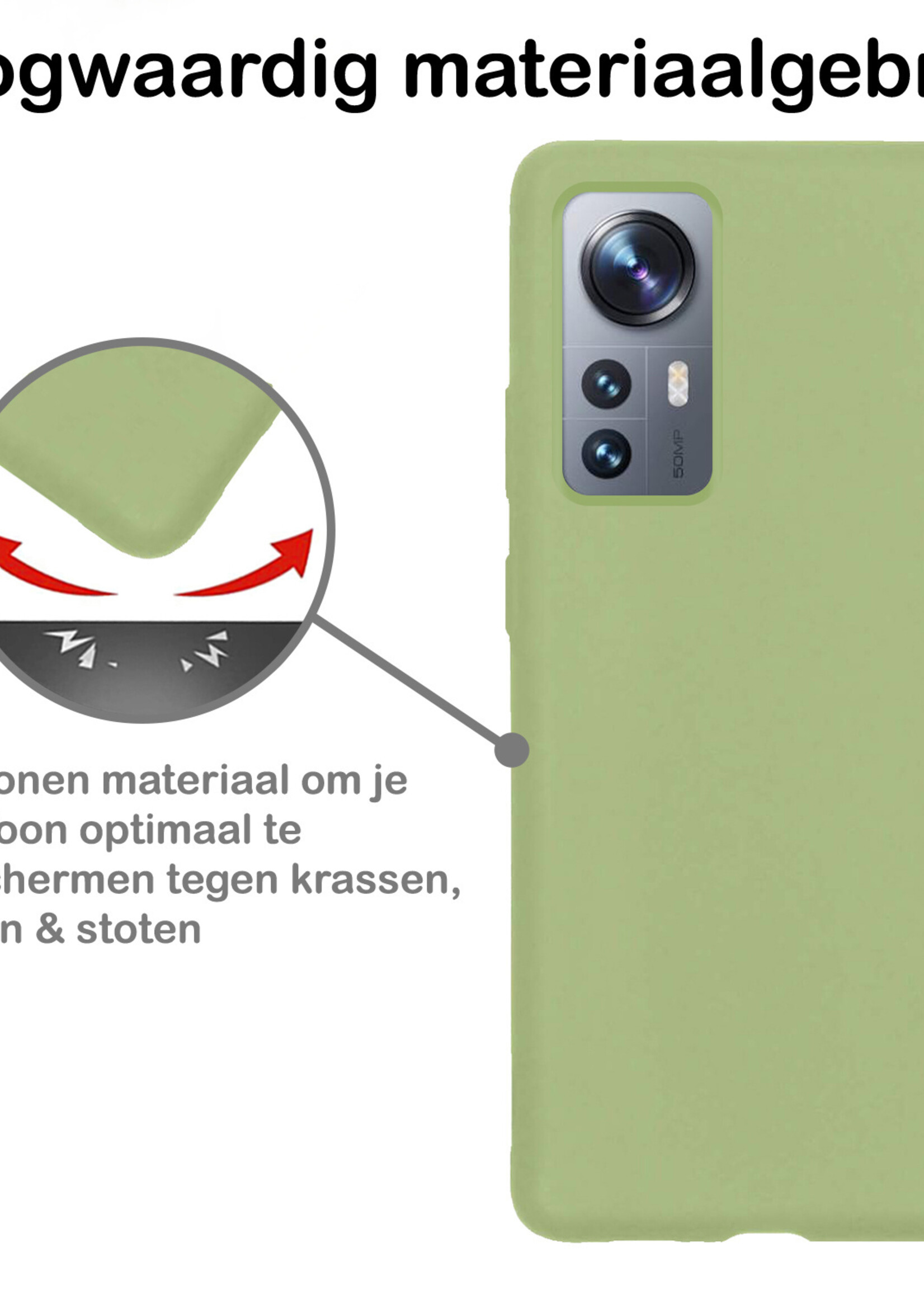 BTH Hoesje Geschikt voor Xiaomi 12X Hoesje Siliconen Case Hoes Met 2x Screenprotector - Hoes Geschikt voor Xiaomi 12X Hoes Cover Case - Groen